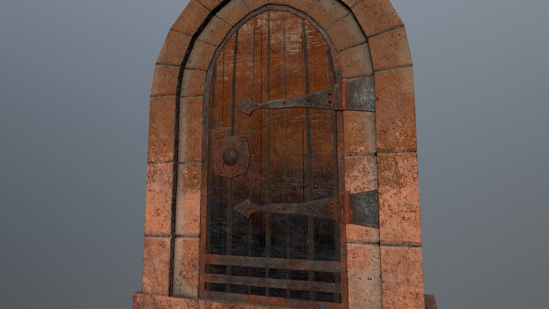 Medieval  Door Low-poly 3D model_11