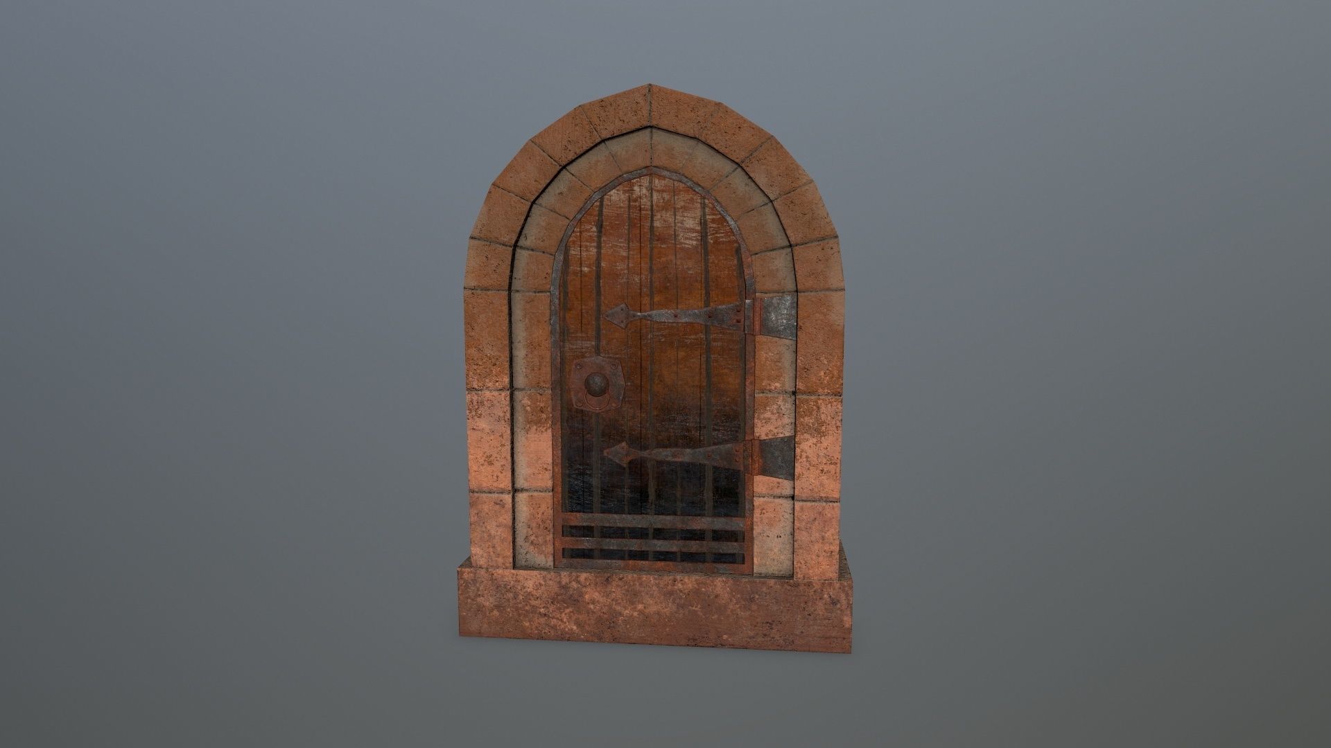 Medieval  Door Low-poly 3D model_5