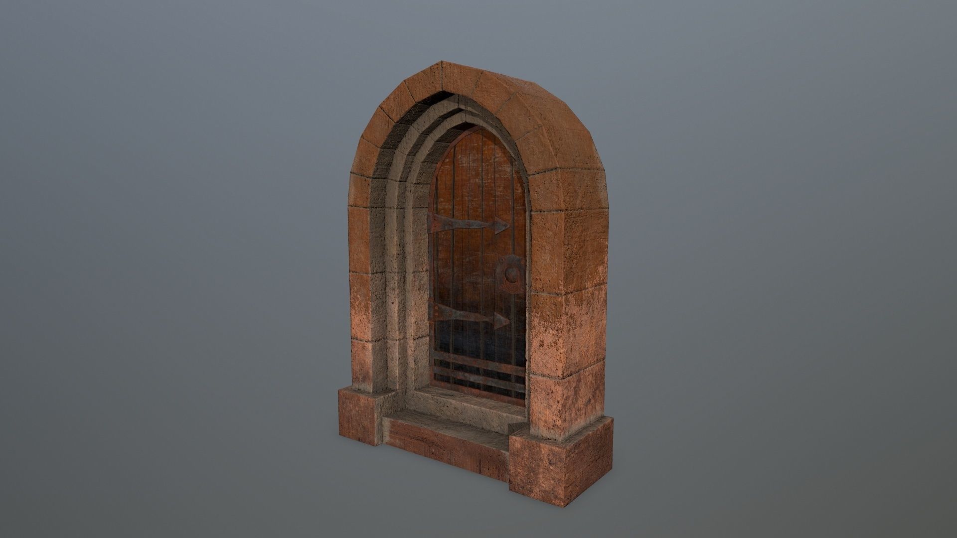 Medieval  Door Low-poly 3D model_9