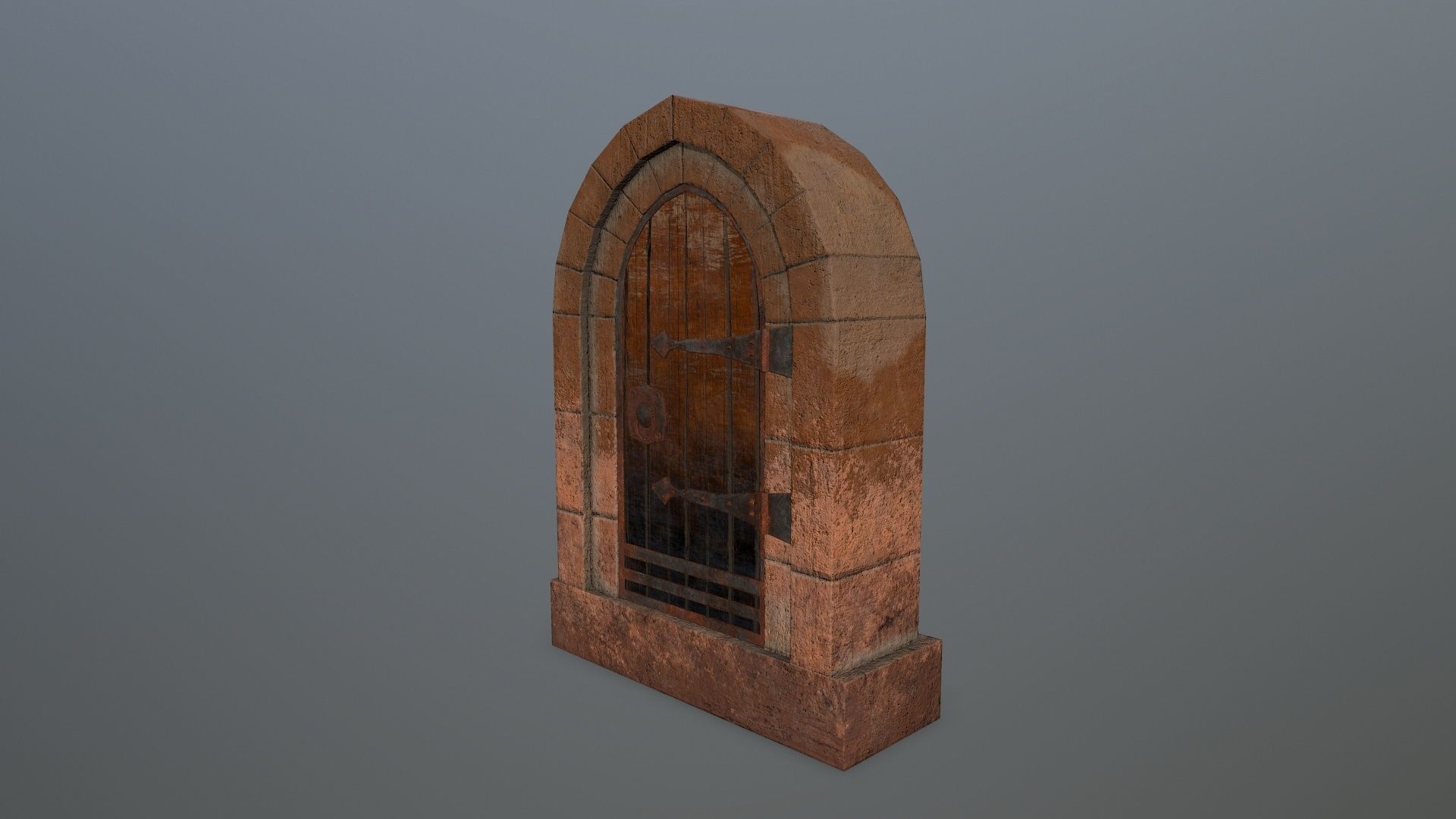 Medieval  Door Low-poly 3D model_4