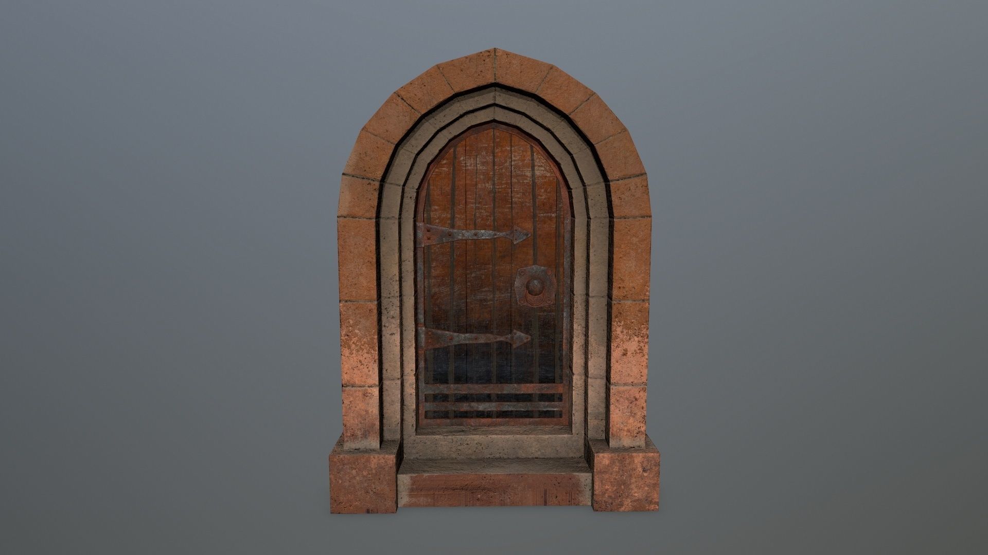Medieval  Door Low-poly 3D model_1