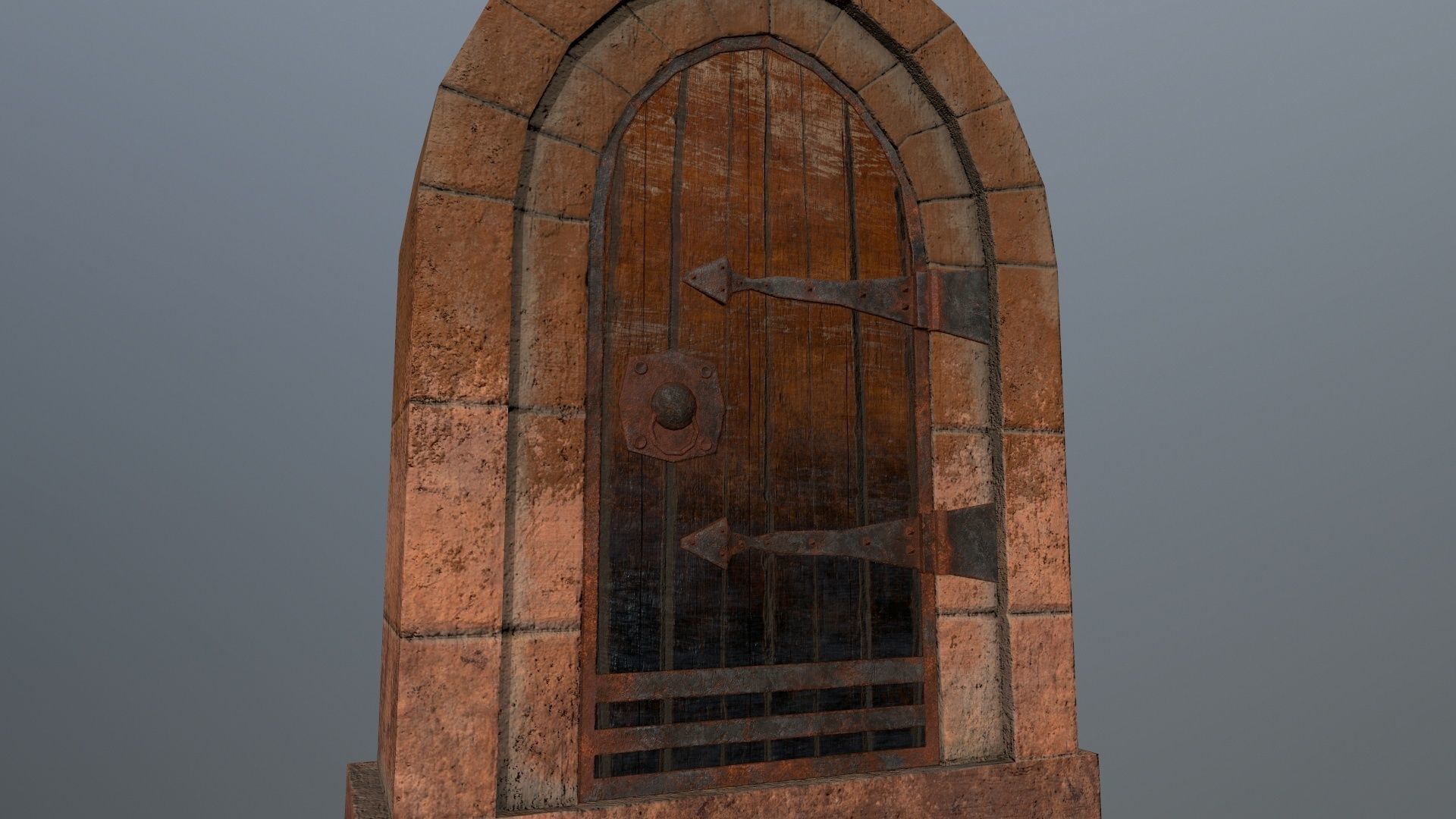 Medieval  Door Low-poly 3D model_12