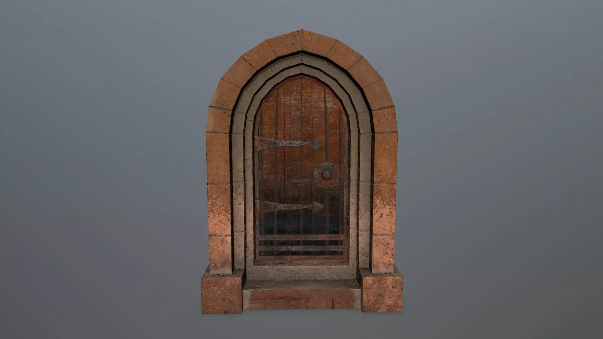 Medieval  Door Low-poly 3D model_0