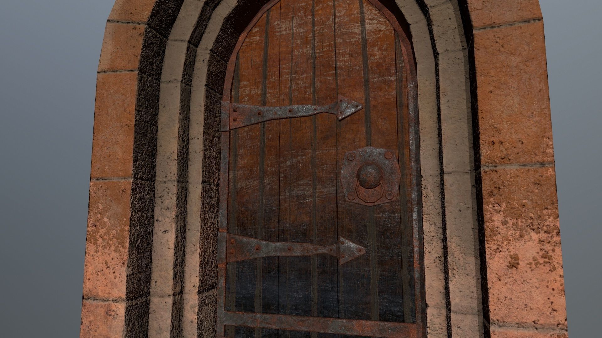Medieval  Door Low-poly 3D model_10