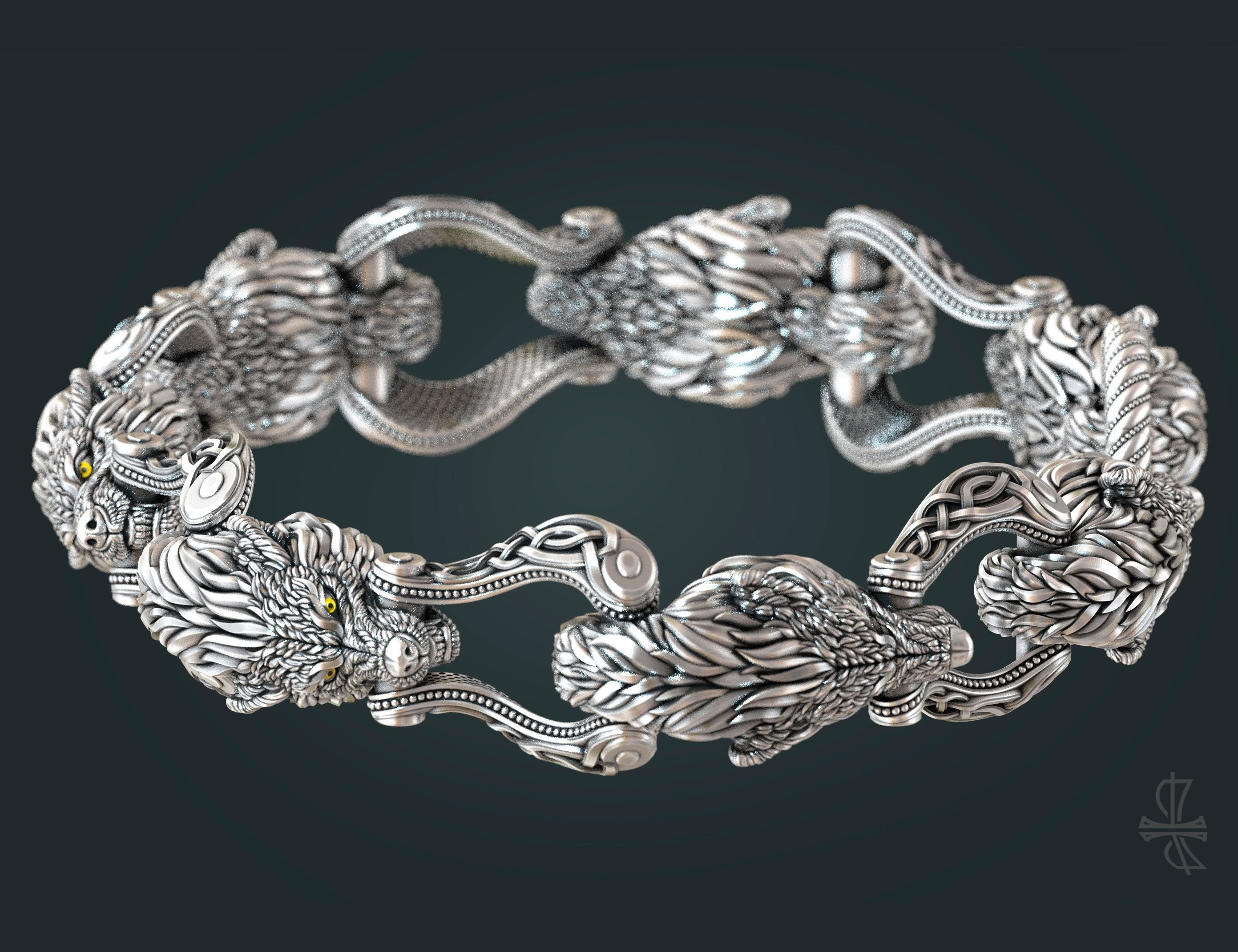 Bracelet Wolf 3D print model_2