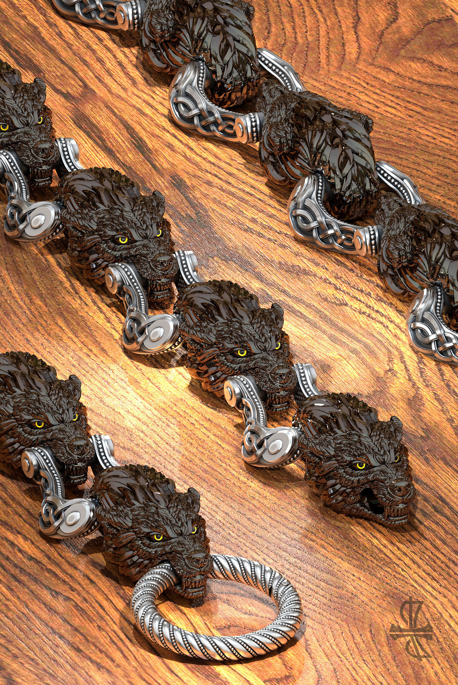 Bracelet Wolf 3D print model_5