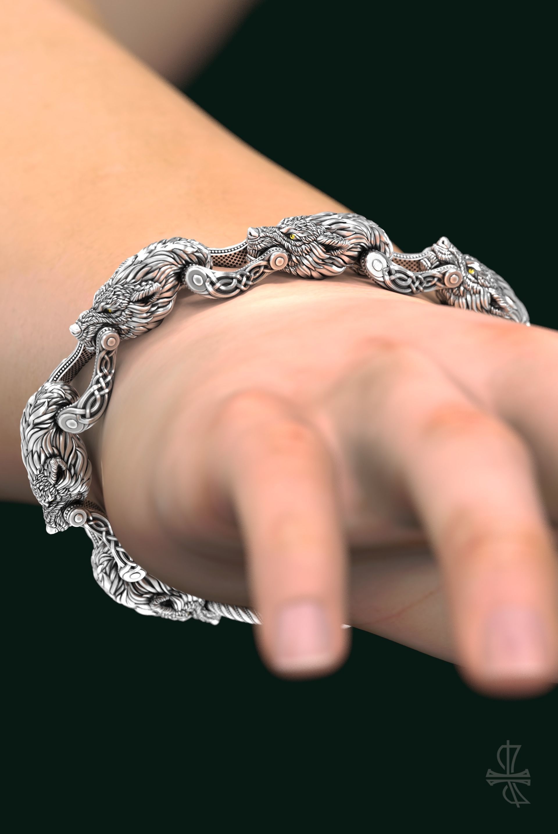 Bracelet Wolf 3D print model_8