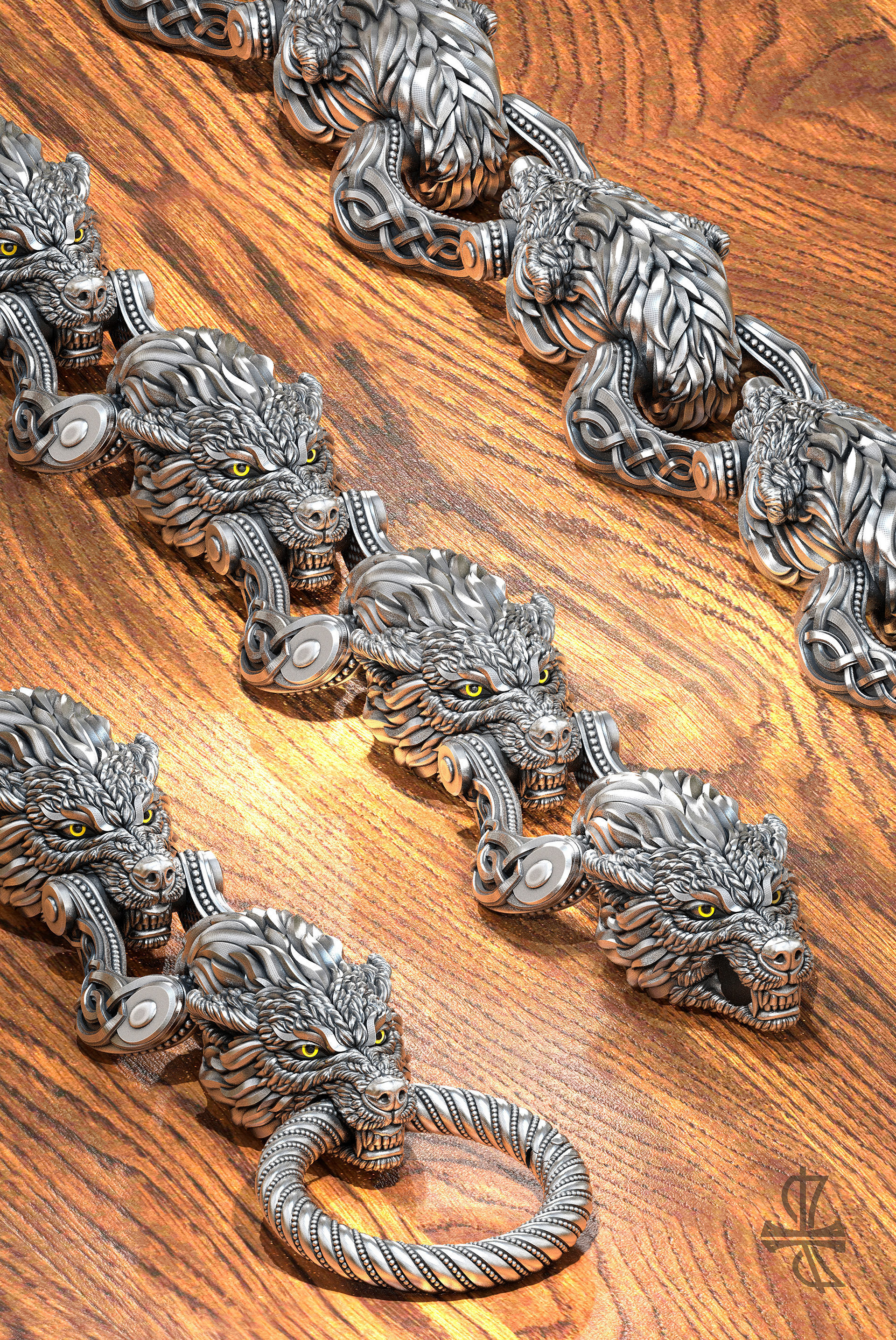 Bracelet Wolf 3D print model_6