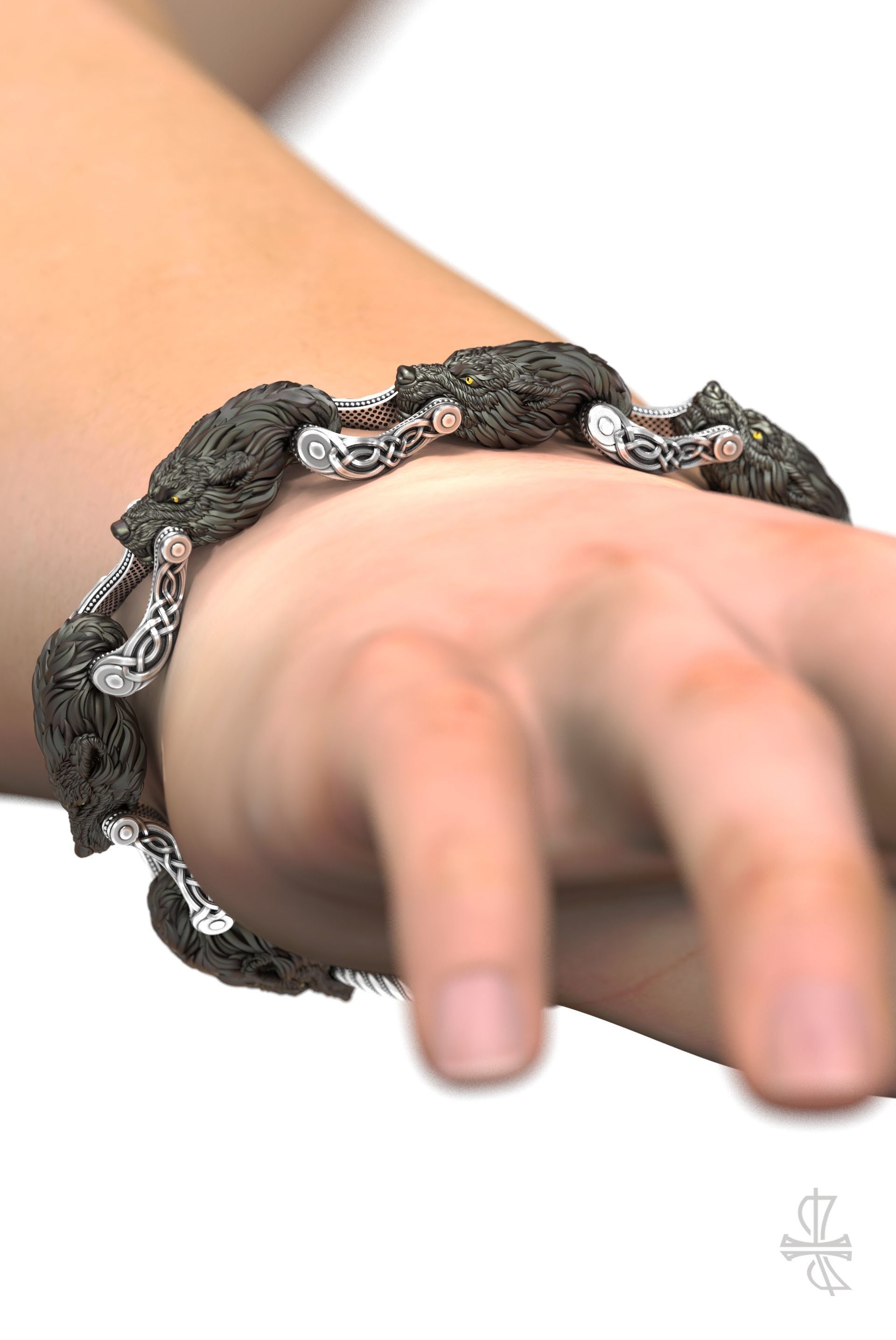 Bracelet Wolf 3D print model_9