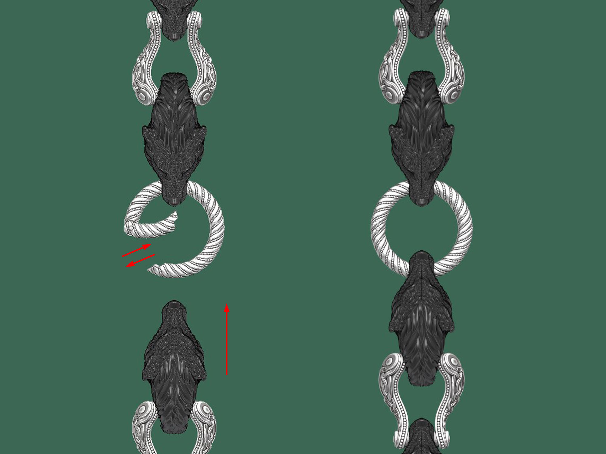 Bracelet Wolf 3D print model_11