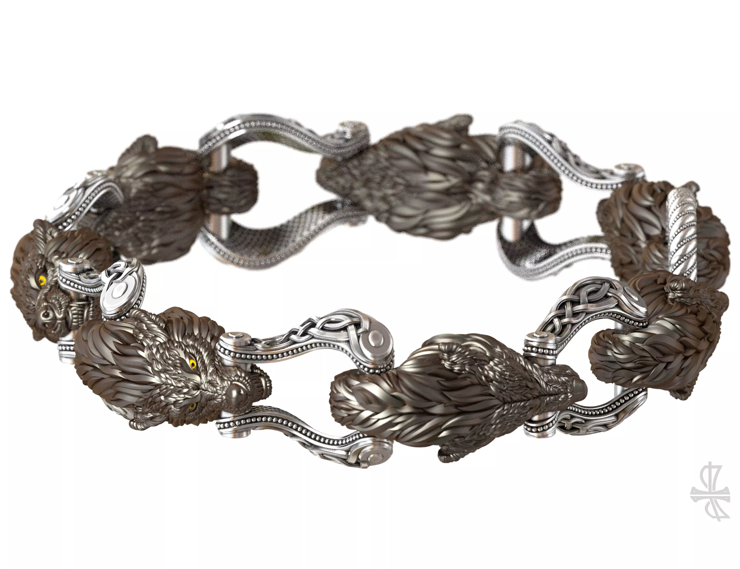 Bracelet Wolf 3D print model_0