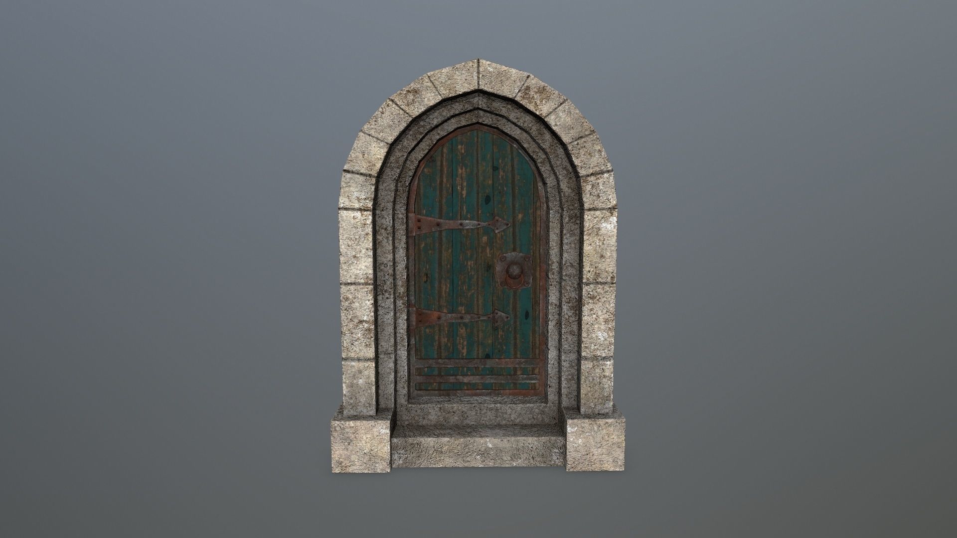 Medieval Door Low-poly 3D model_1