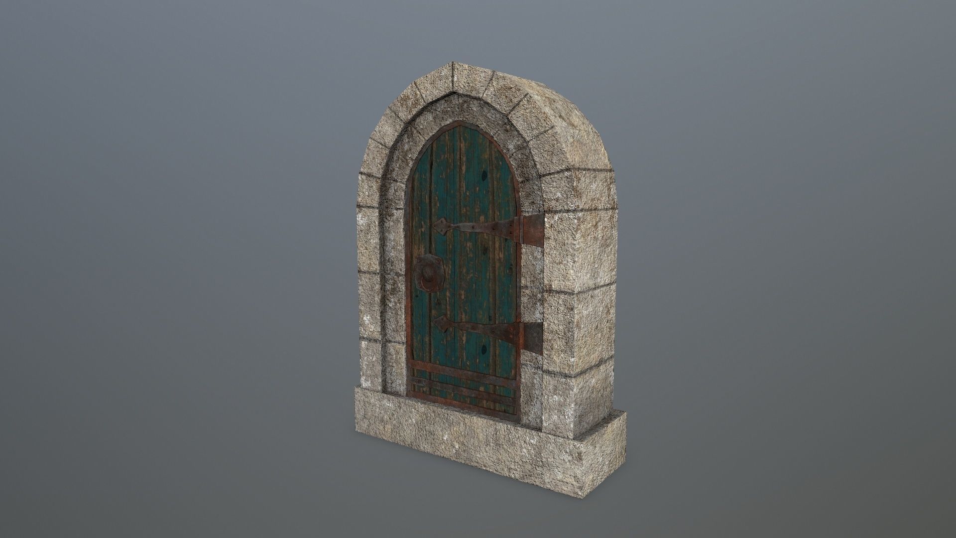 Medieval Door Low-poly 3D model_5