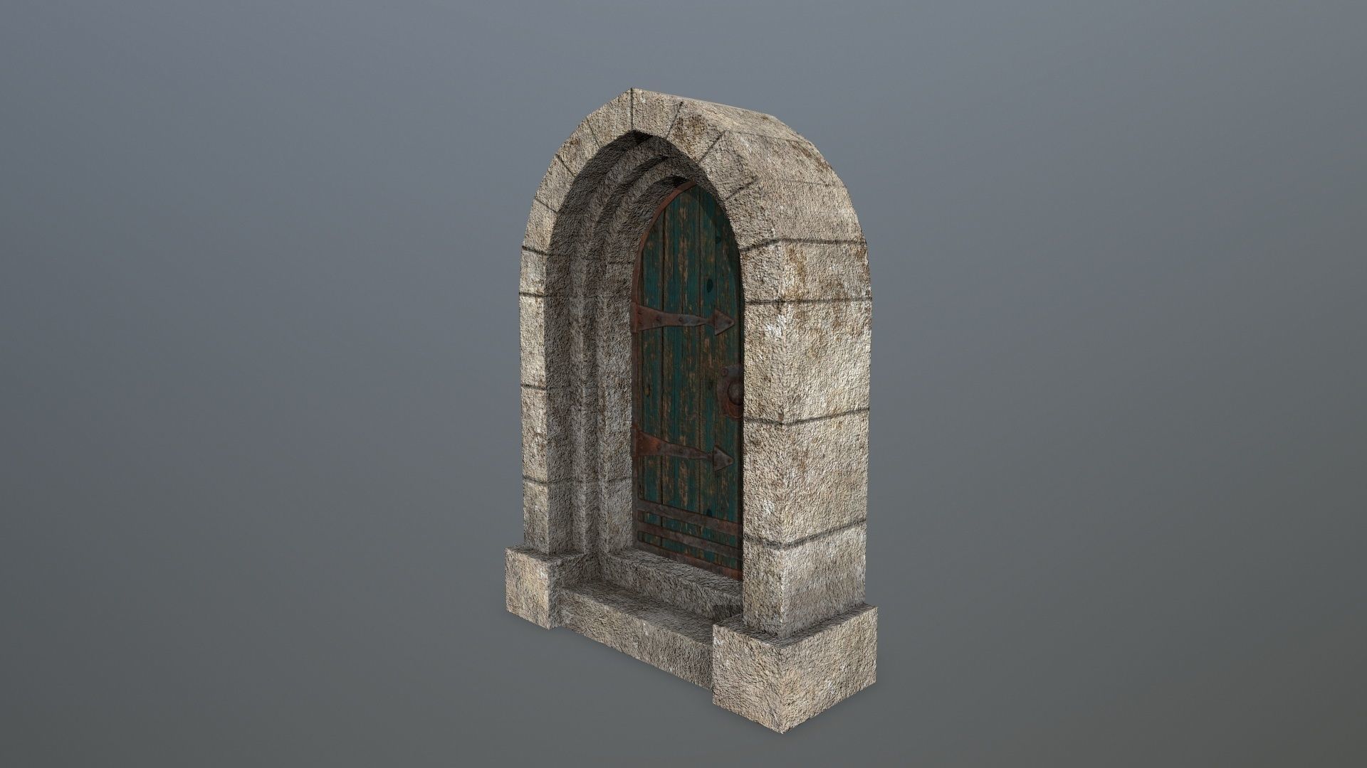 Medieval Door Low-poly 3D model_9