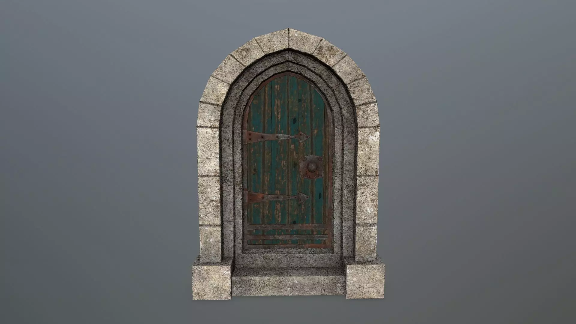 Medieval Door Low-poly 3D model_0