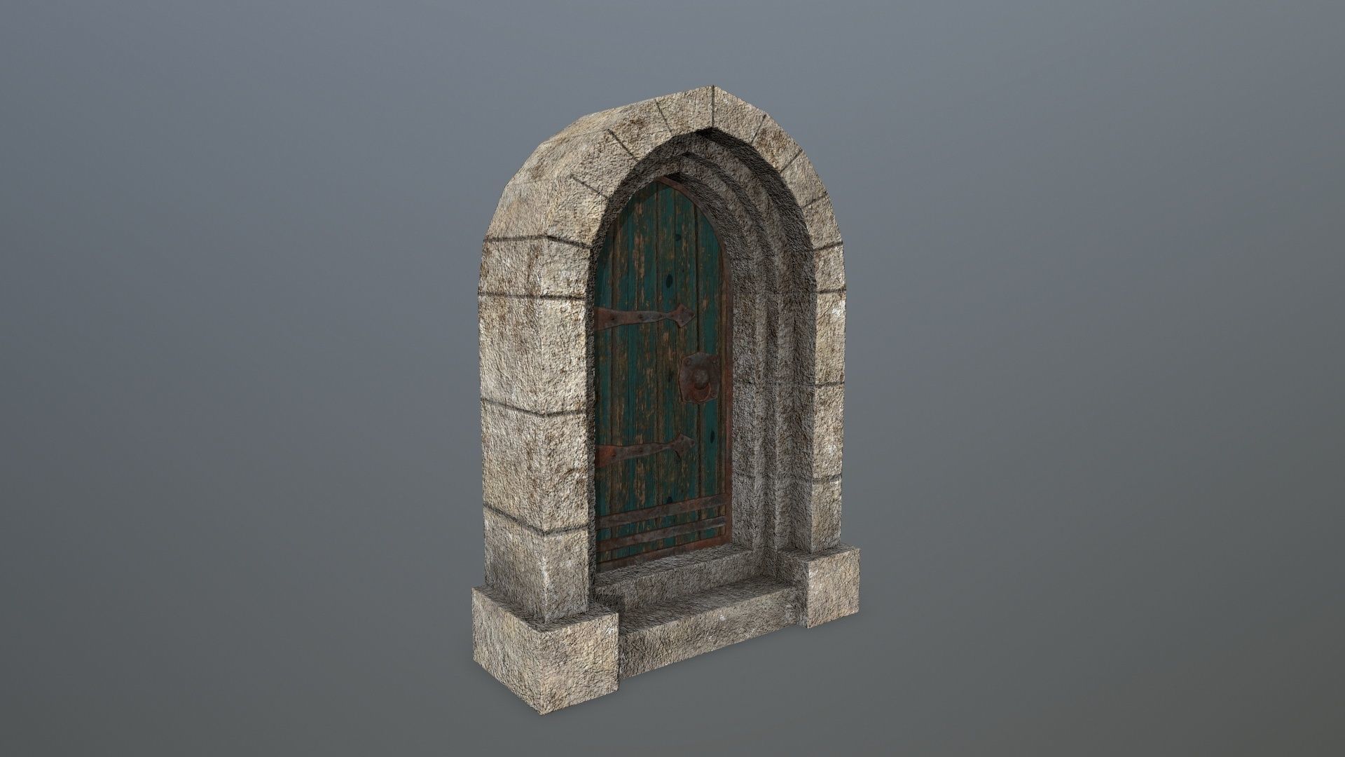 Medieval Door Low-poly 3D model_2