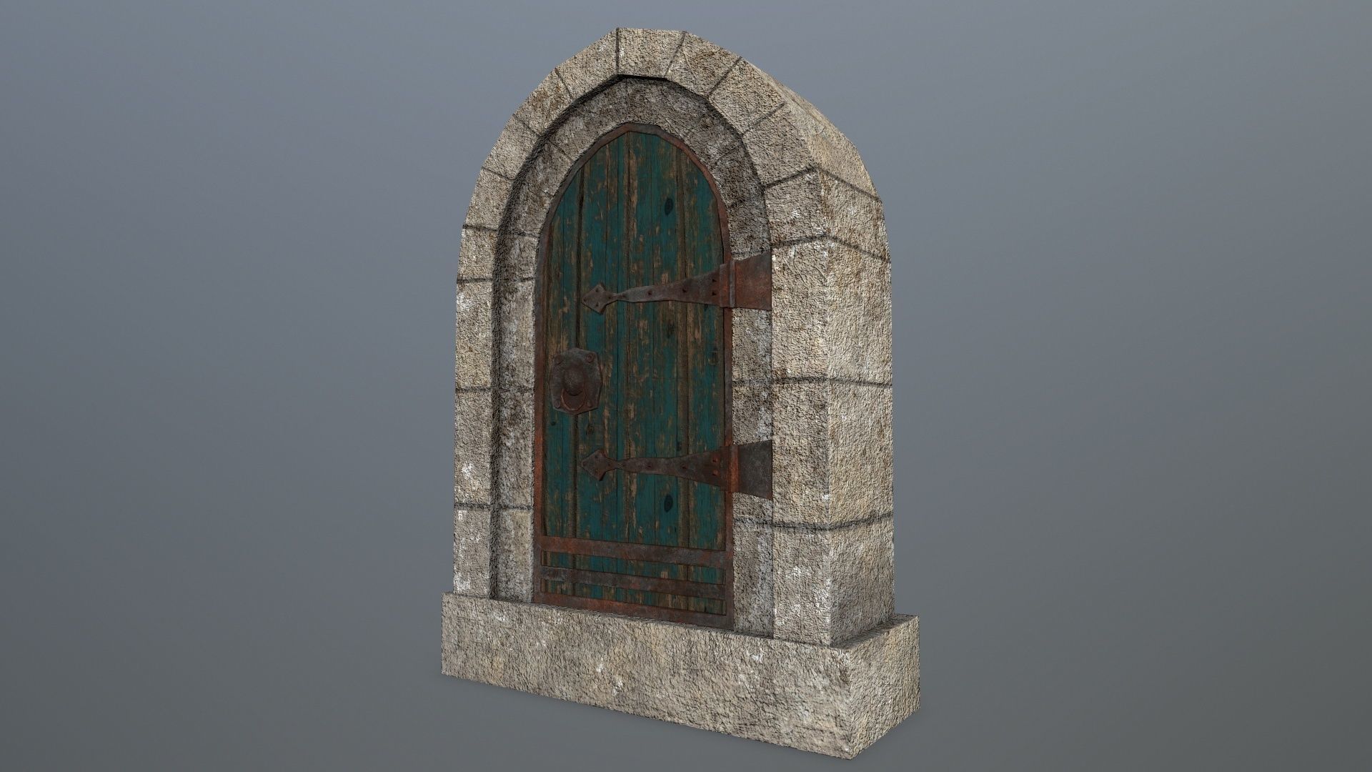 Medieval Door Low-poly 3D model_11