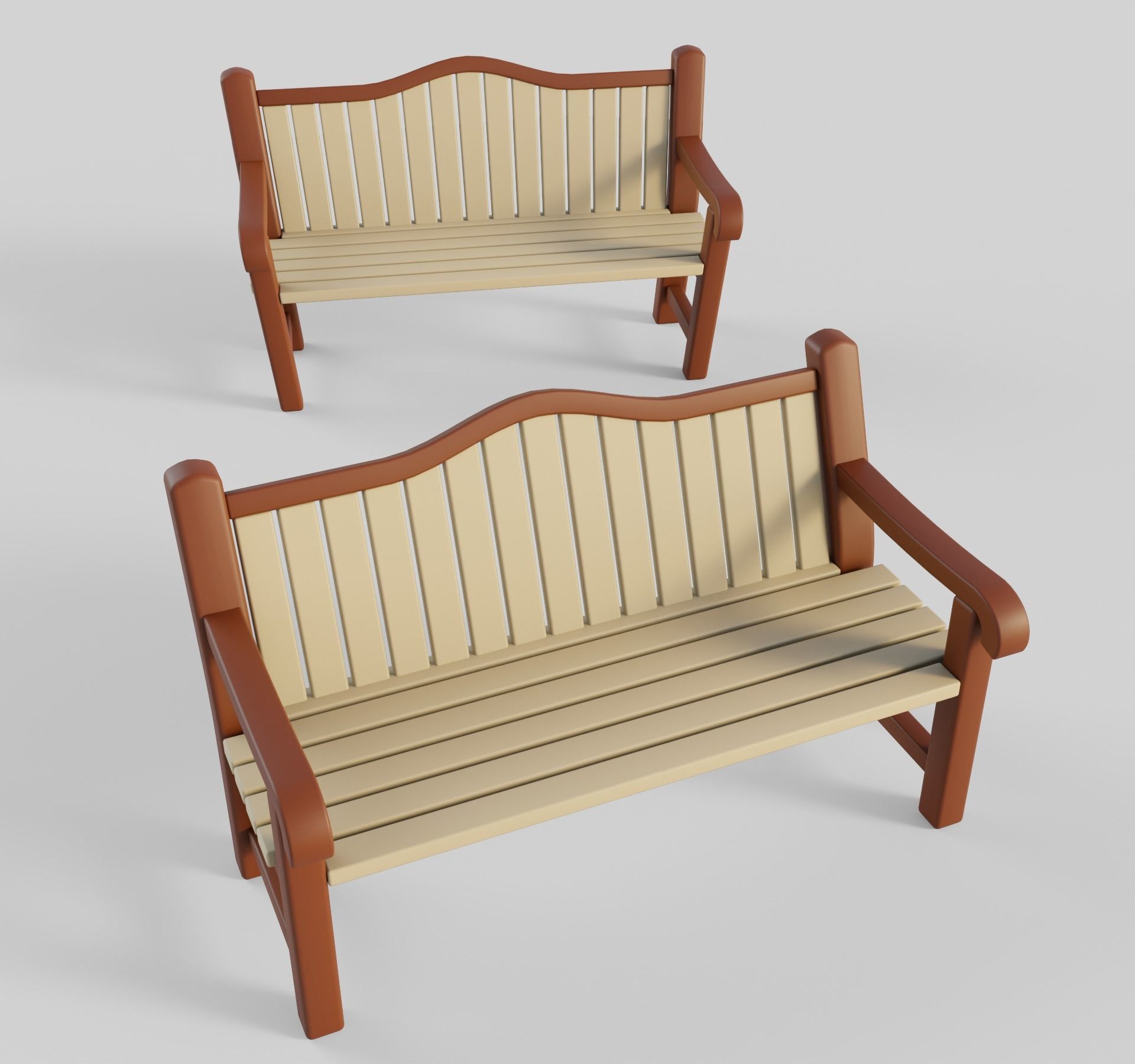 Cartoon Benches Collection Low-poly 3D model_38