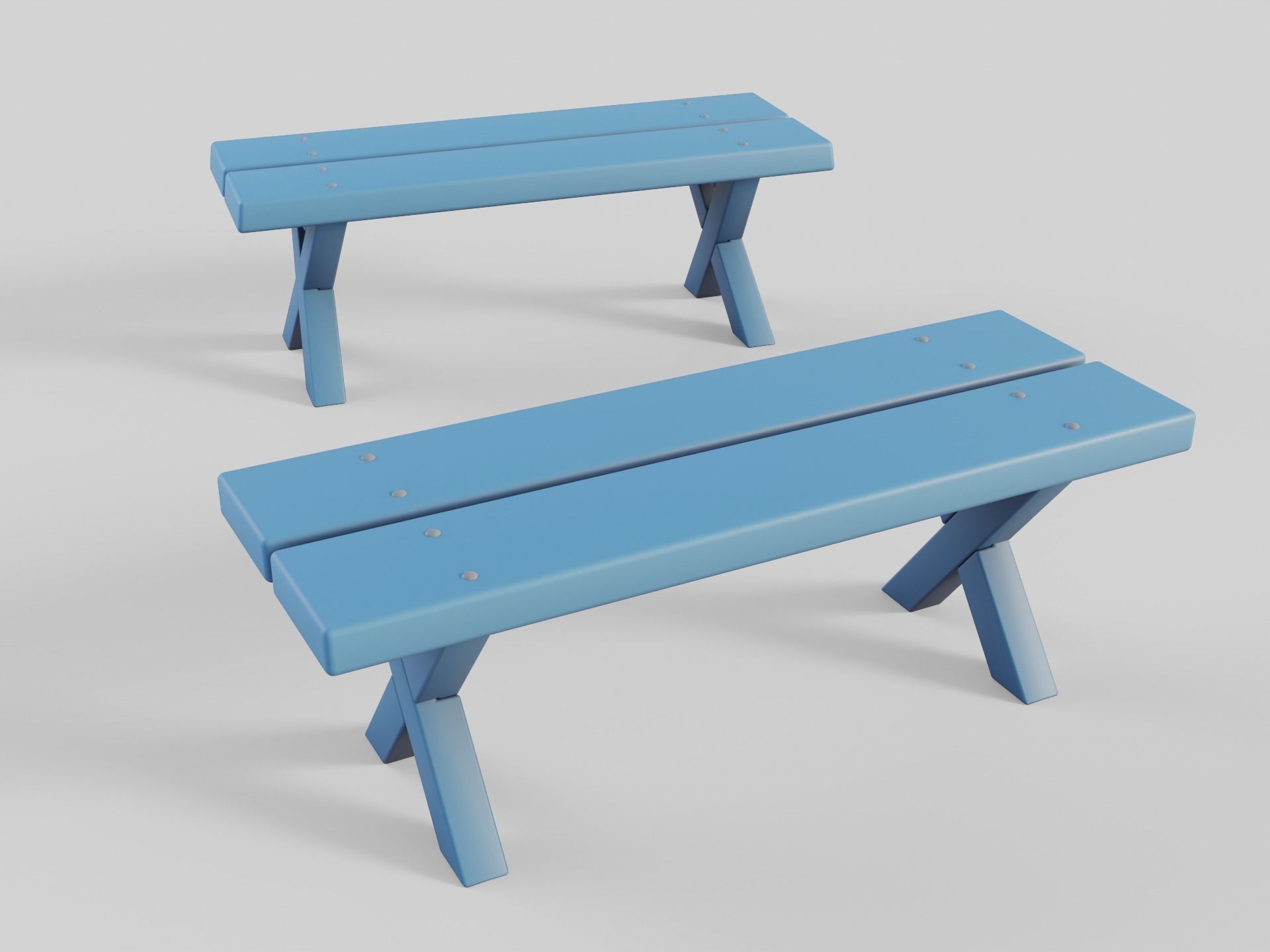 Cartoon Benches Collection Low-poly 3D model_6
