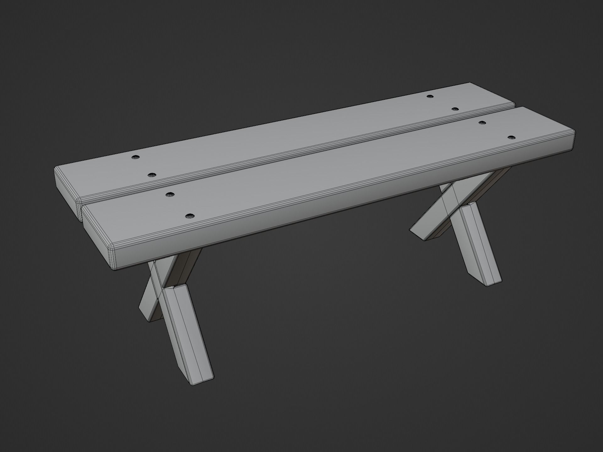 Cartoon Benches Collection Low-poly 3D model_9