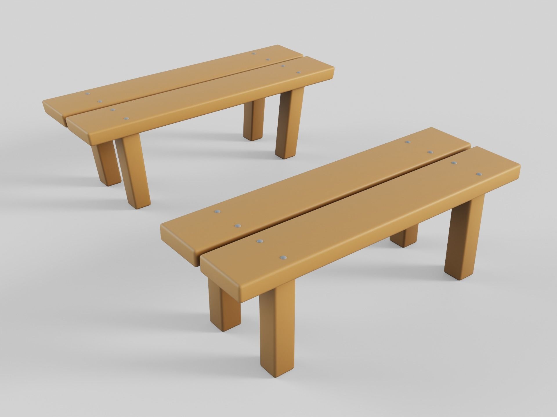 Cartoon Benches Collection Low-poly 3D model_2