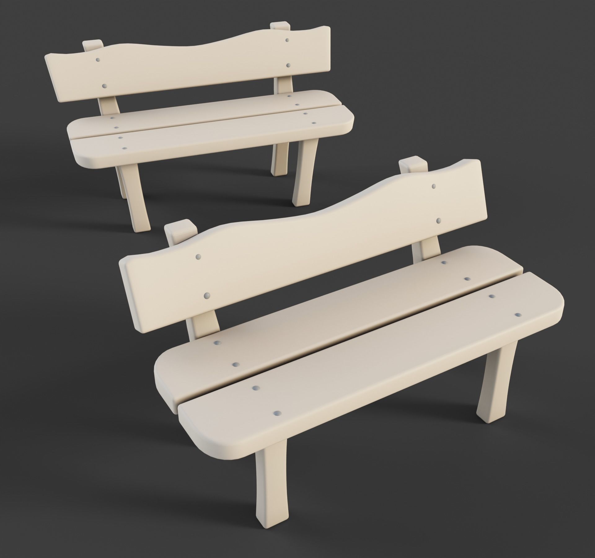 Cartoon Benches Collection Low-poly 3D model_18