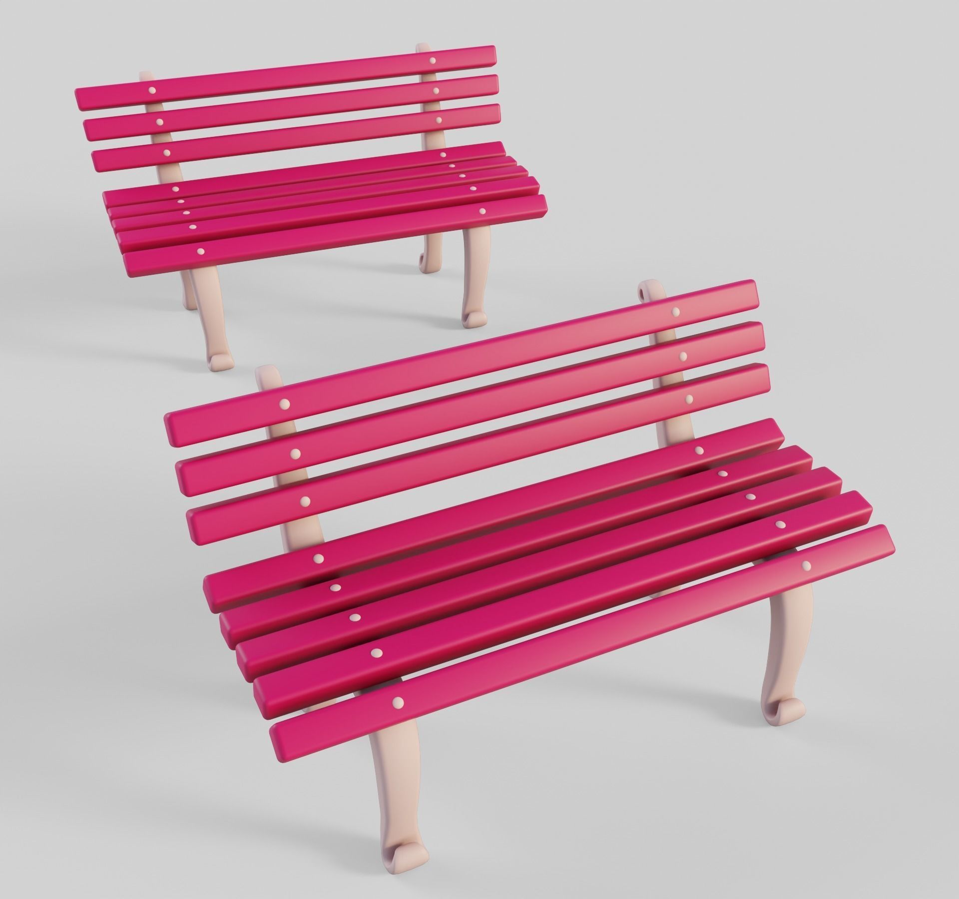 Cartoon Benches Collection Low-poly 3D model_26
