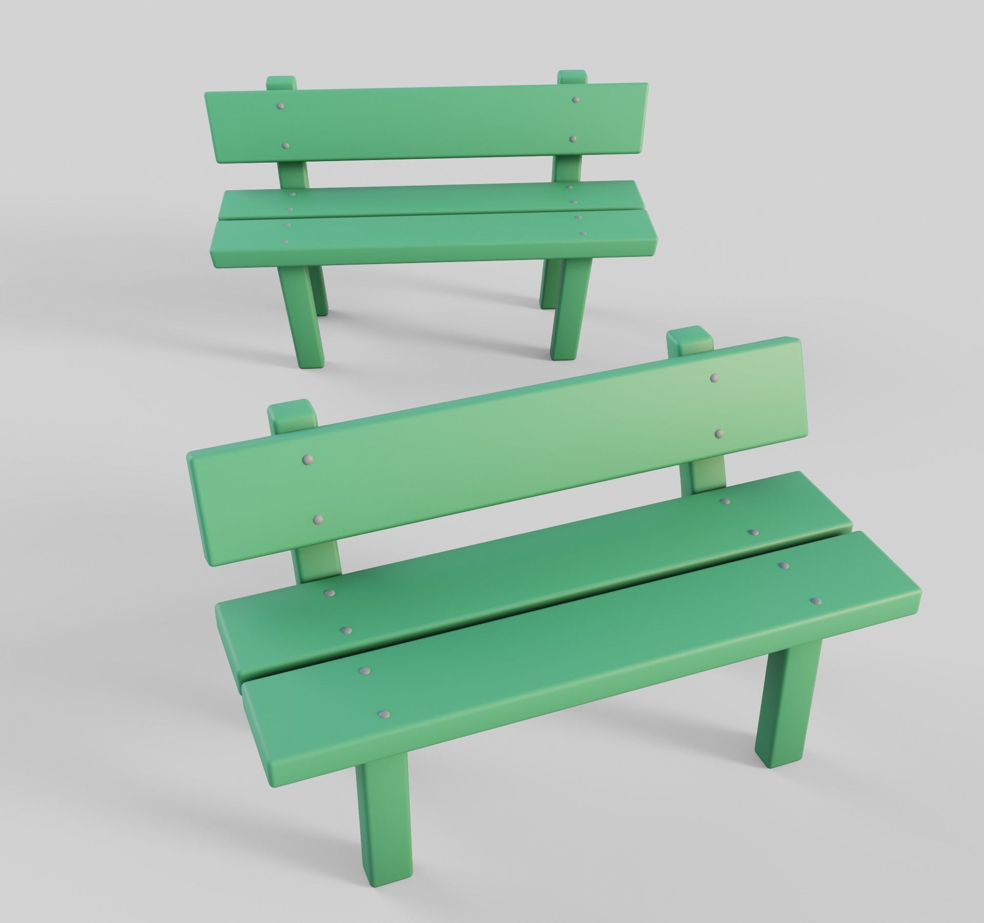Cartoon Benches Collection Low-poly 3D model_14