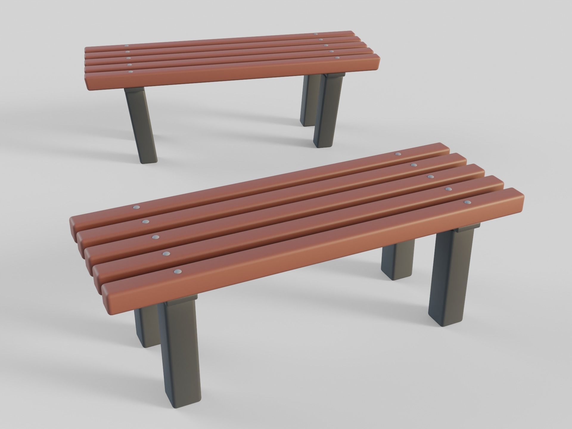 Cartoon Benches Collection Low-poly 3D model_10