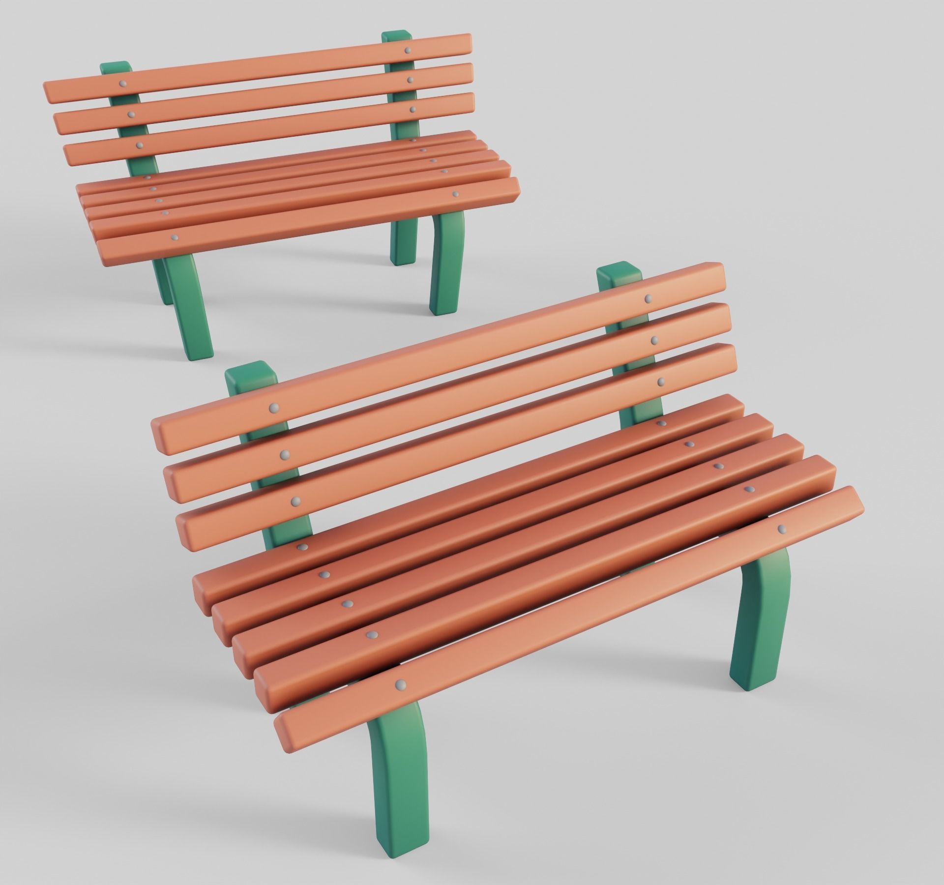 Cartoon Benches Collection Low-poly 3D model_22