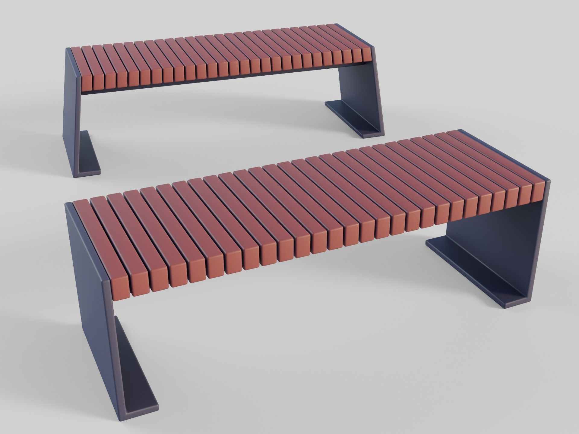 Cartoon Benches Collection Low-poly 3D model_34