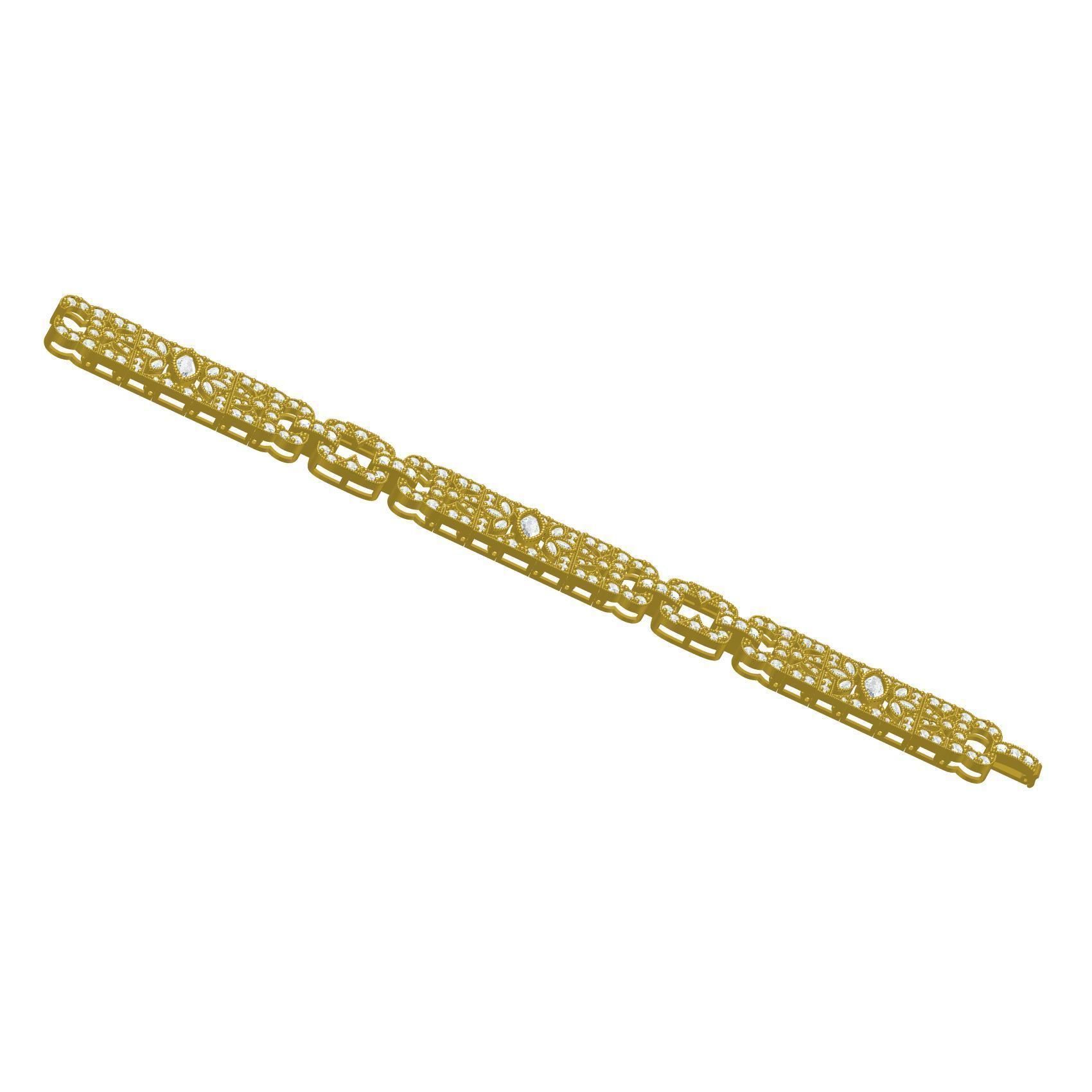 Antique Art Deco Style Bracelet 3D print model_5