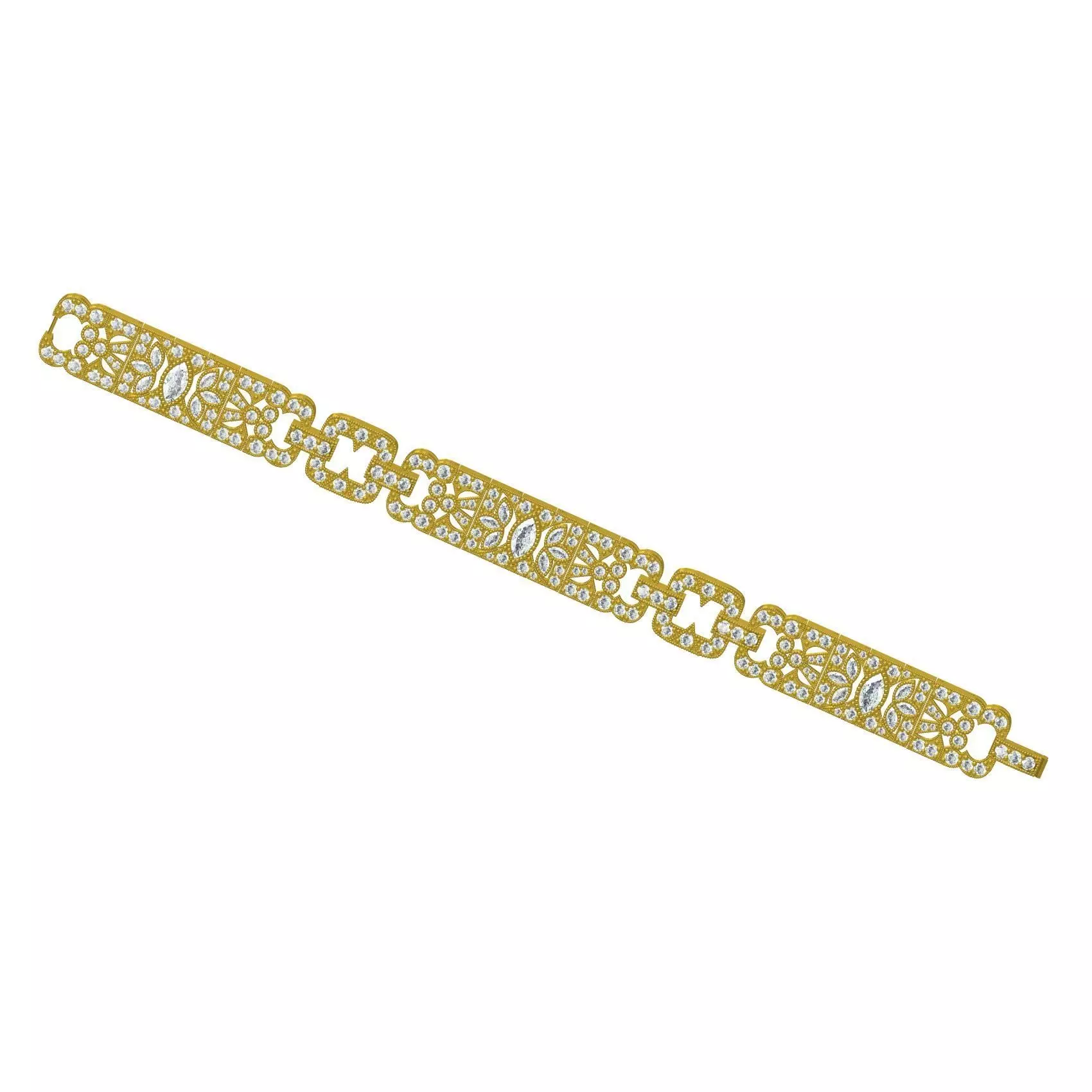 Antique Art Deco Style Bracelet 3D print model_0