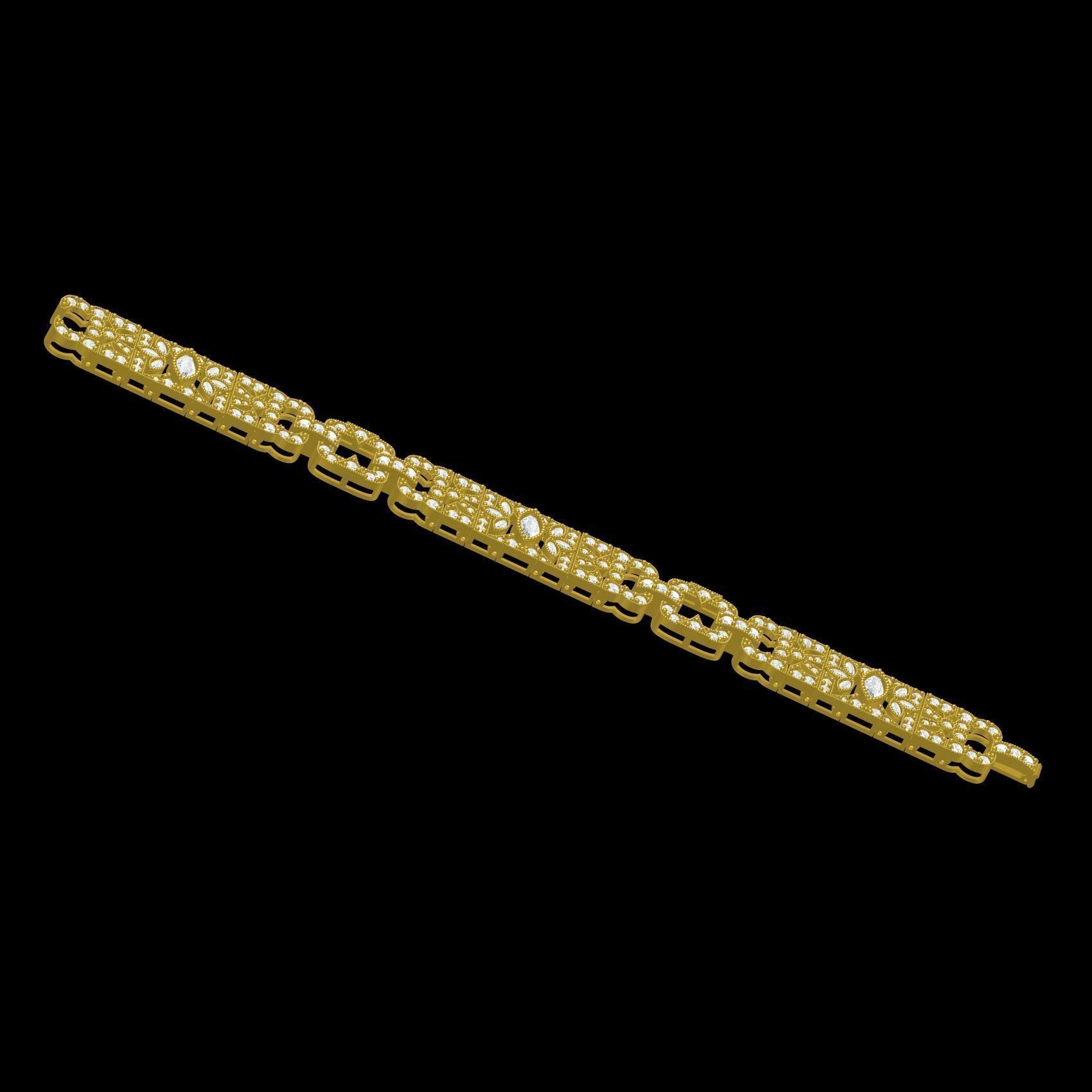 Antique Art Deco Style Bracelet 3D print model_6