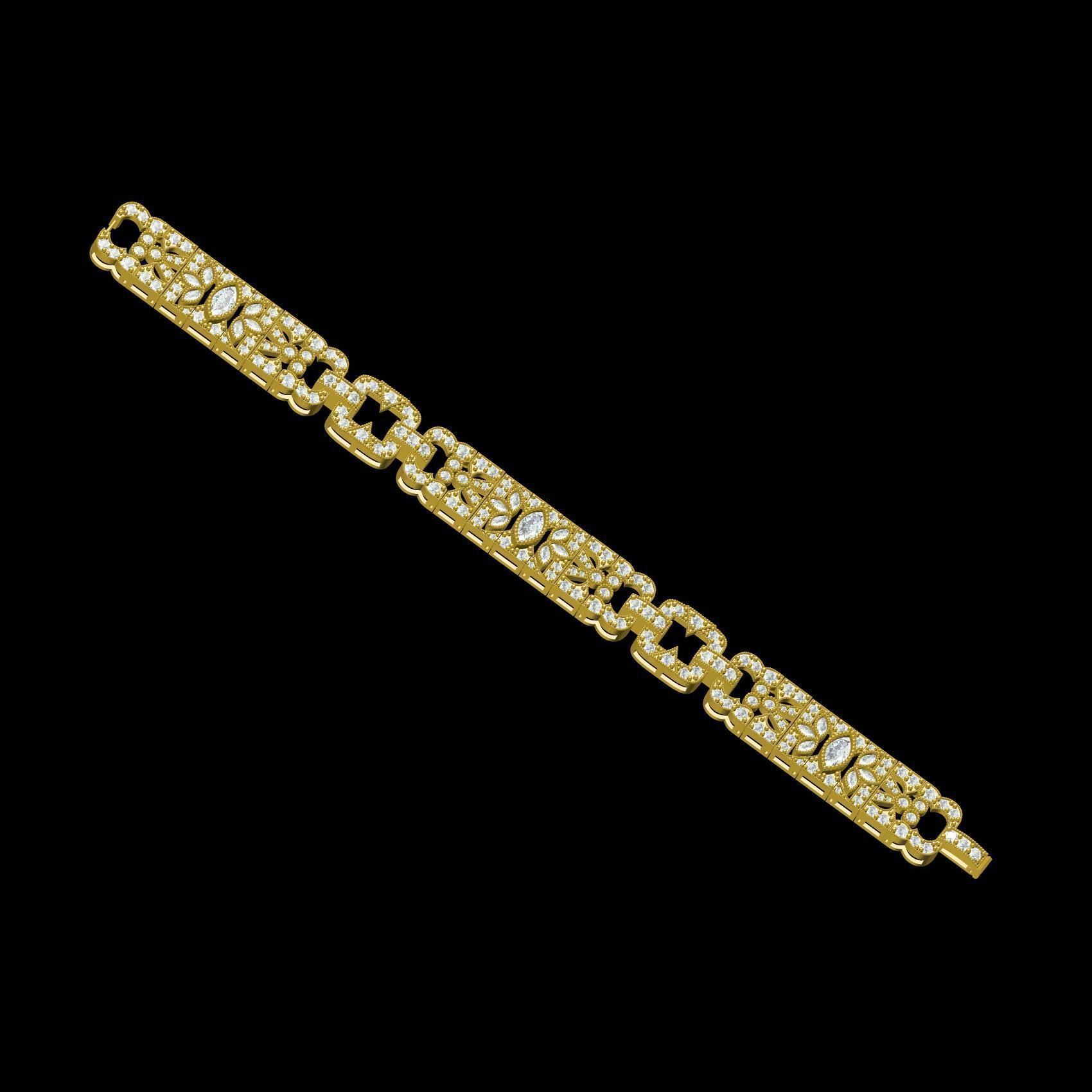 Antique Art Deco Style Bracelet 3D print model_8