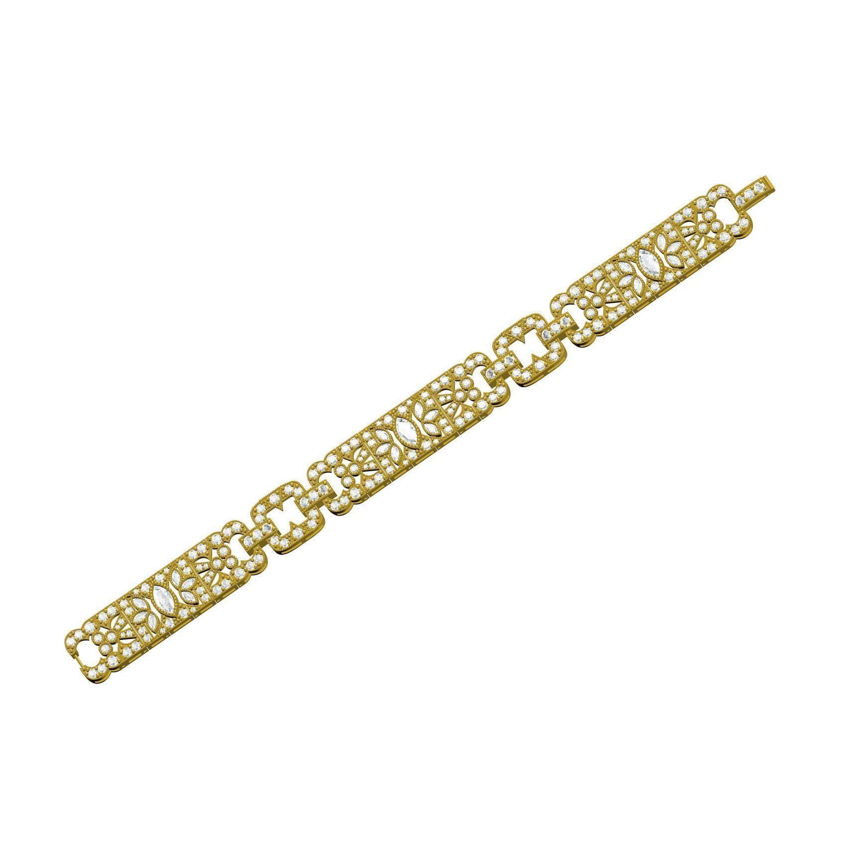 Antique Art Deco Style Bracelet 3D print model_4