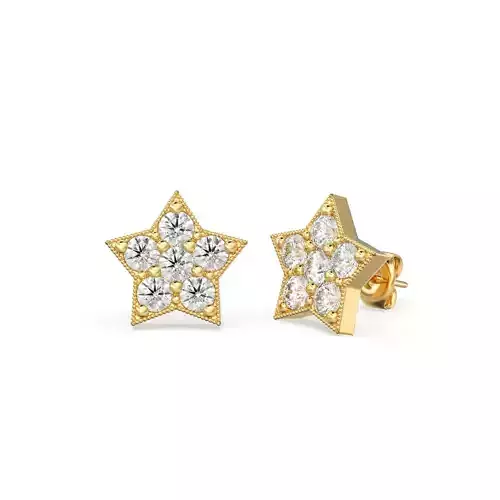 Star Diamond Stud Earrings Silver Zircon Celestial Body Jewelry