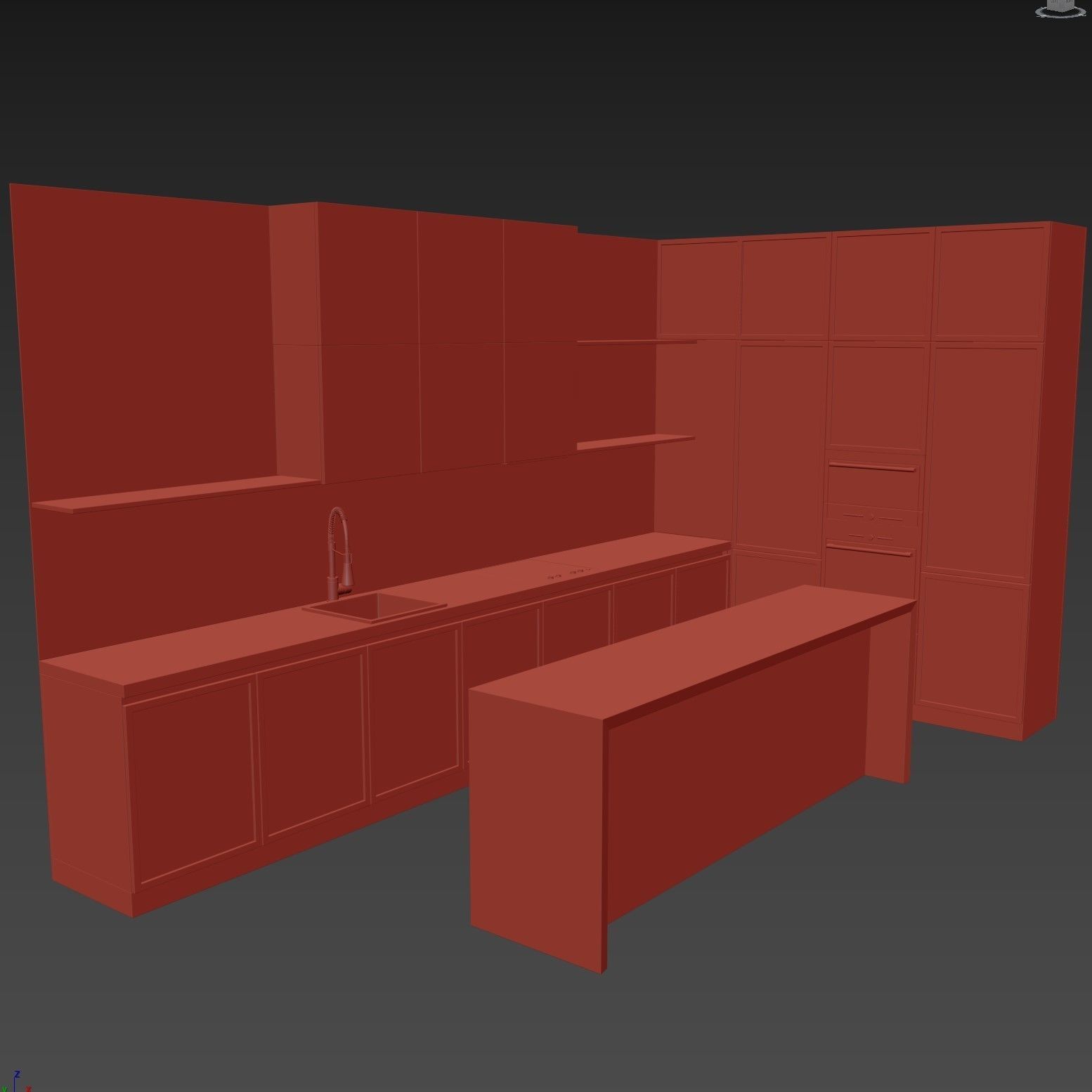 Modern kitchen with island 3D model_8