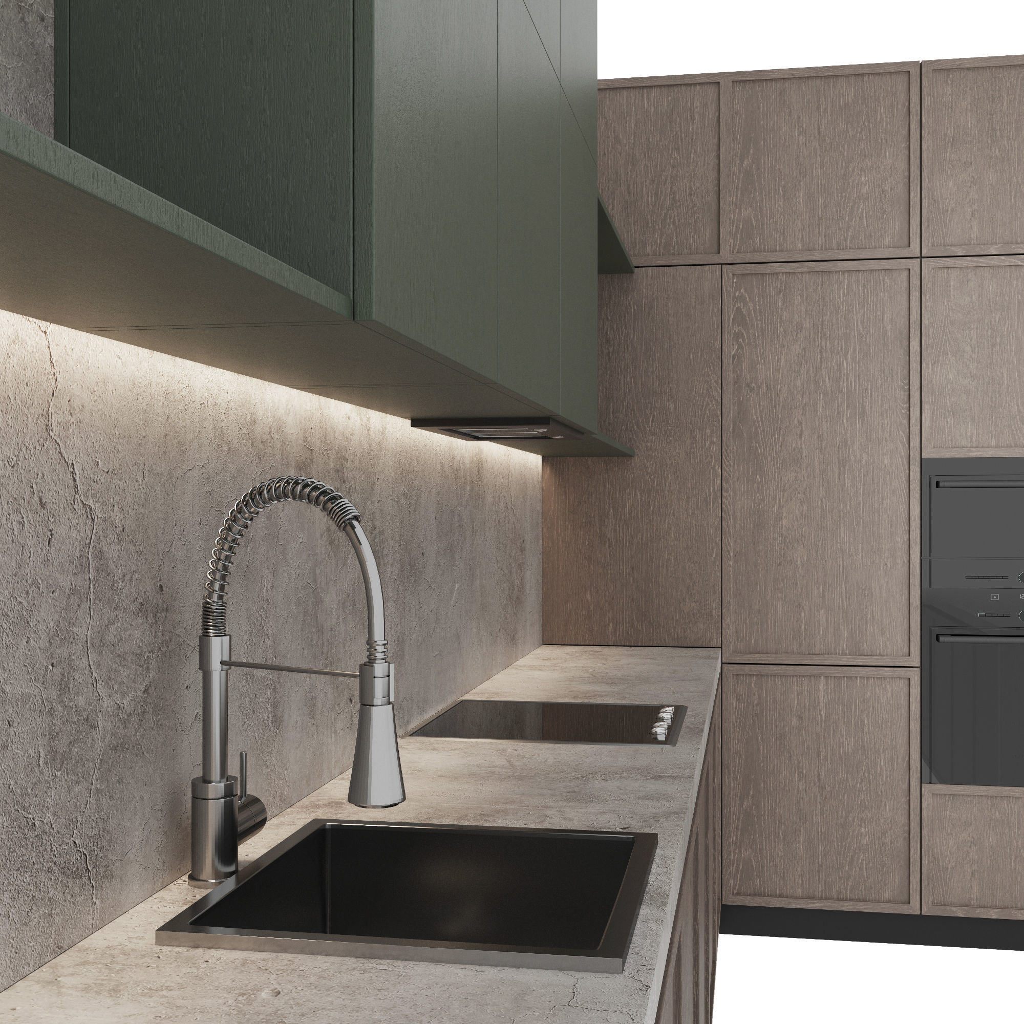 Modern kitchen with island 3D model_5