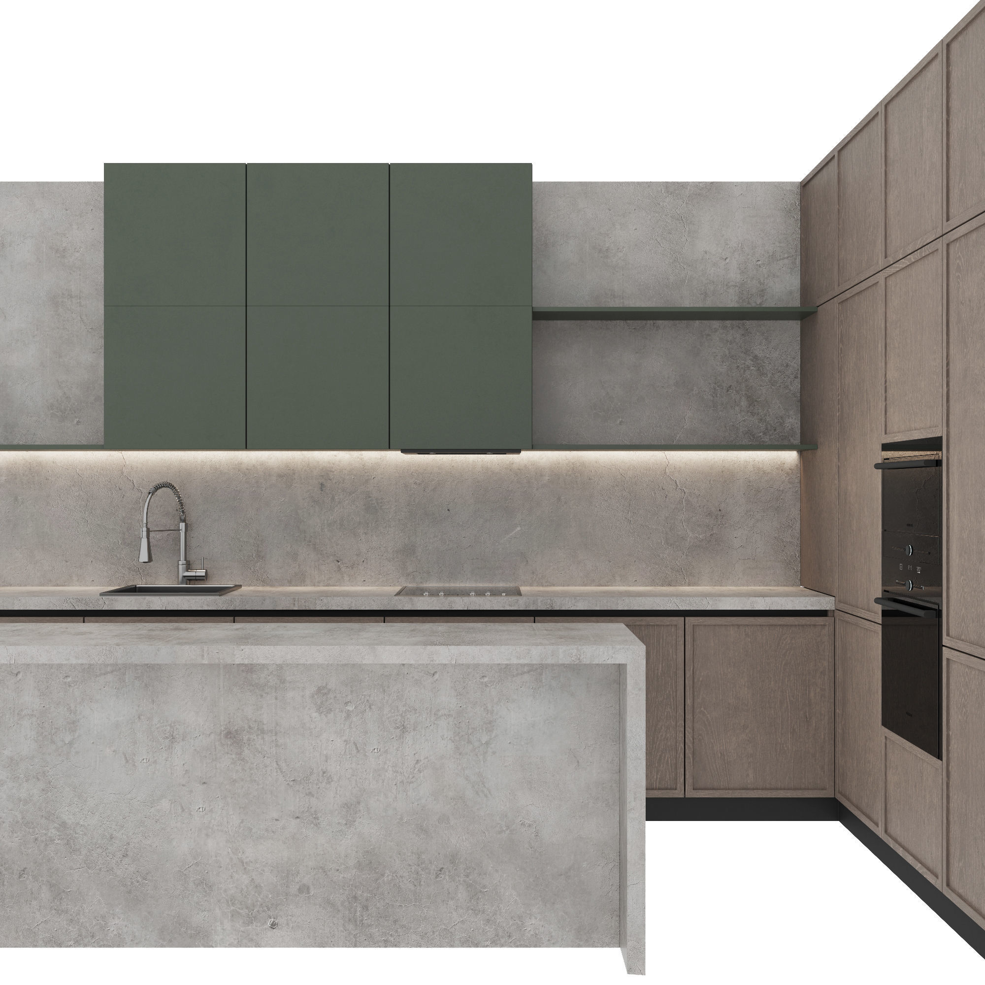 Modern kitchen with island 3D model_4