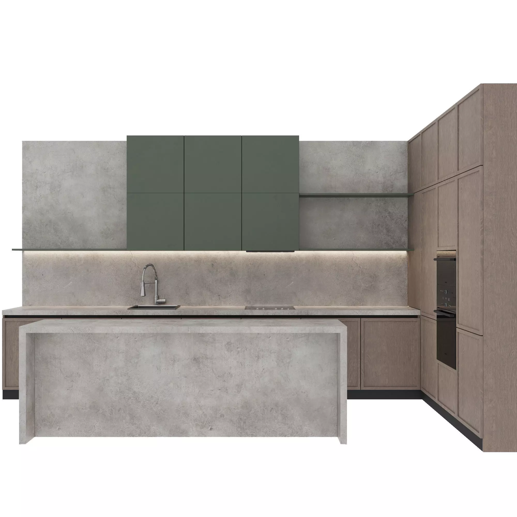 Modern kitchen with island 3D model_0