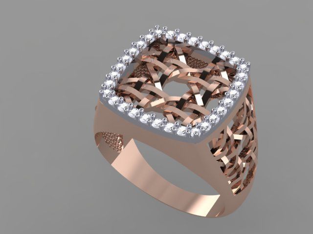 ring-best rose gold ring with diamonds 3D print model_3