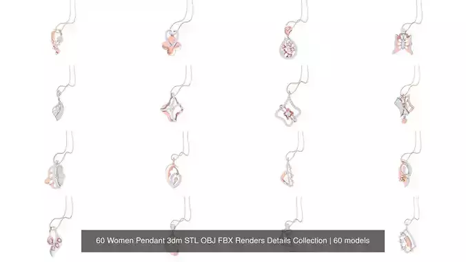 60 Women Pendant 3dm STL OBJ FBX Renders Details Collection