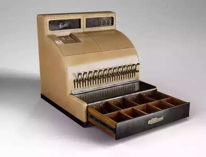 Old Cash Register - Retro Diner Cash Machine Low-poly 3D model