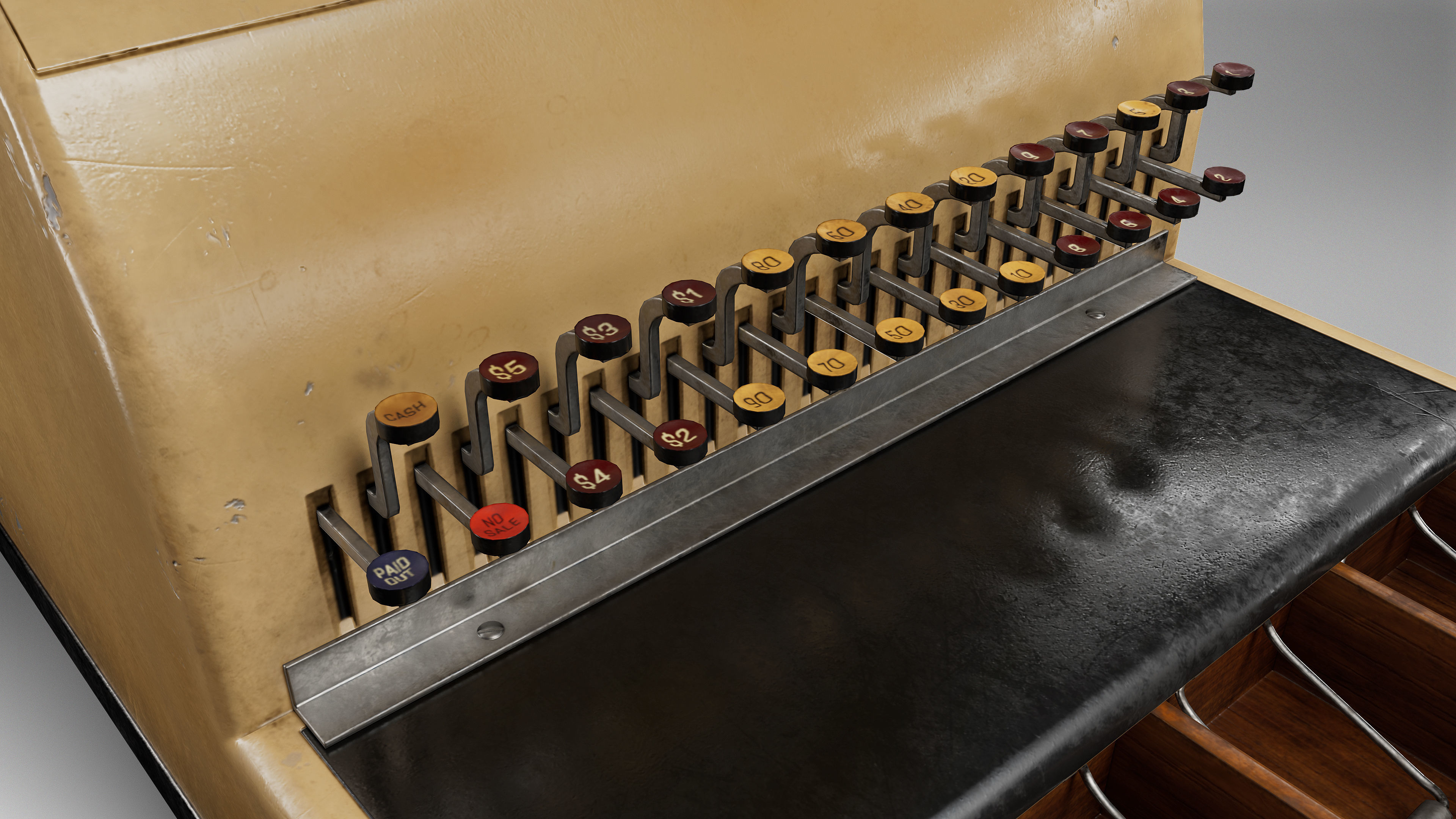 Cash Machine Revit 3D model Old Cash Register - Retro Diner Cash Machine VR / AR / low ...