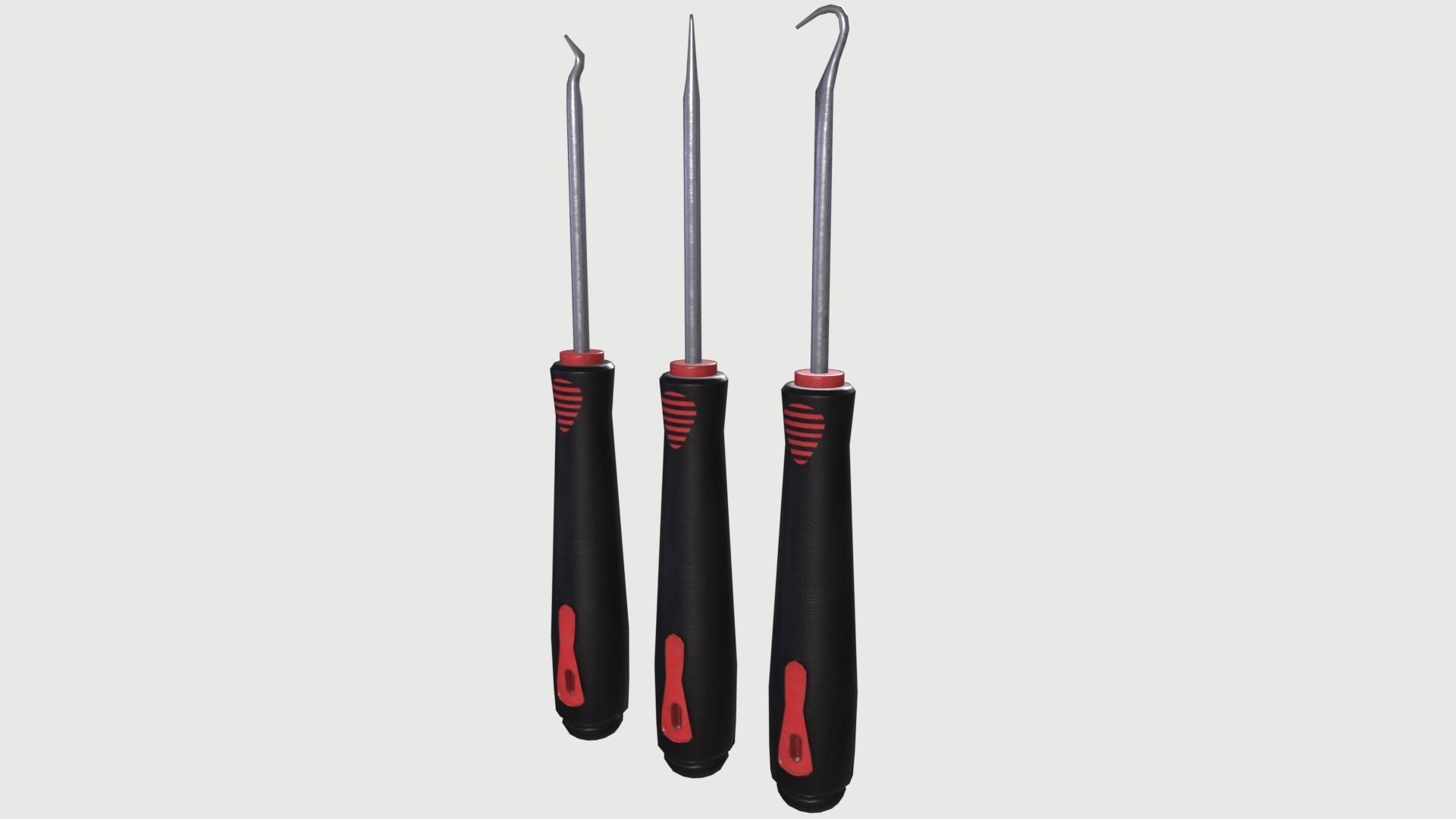 Tool Set 3 with handle Low-poly 3D model_7