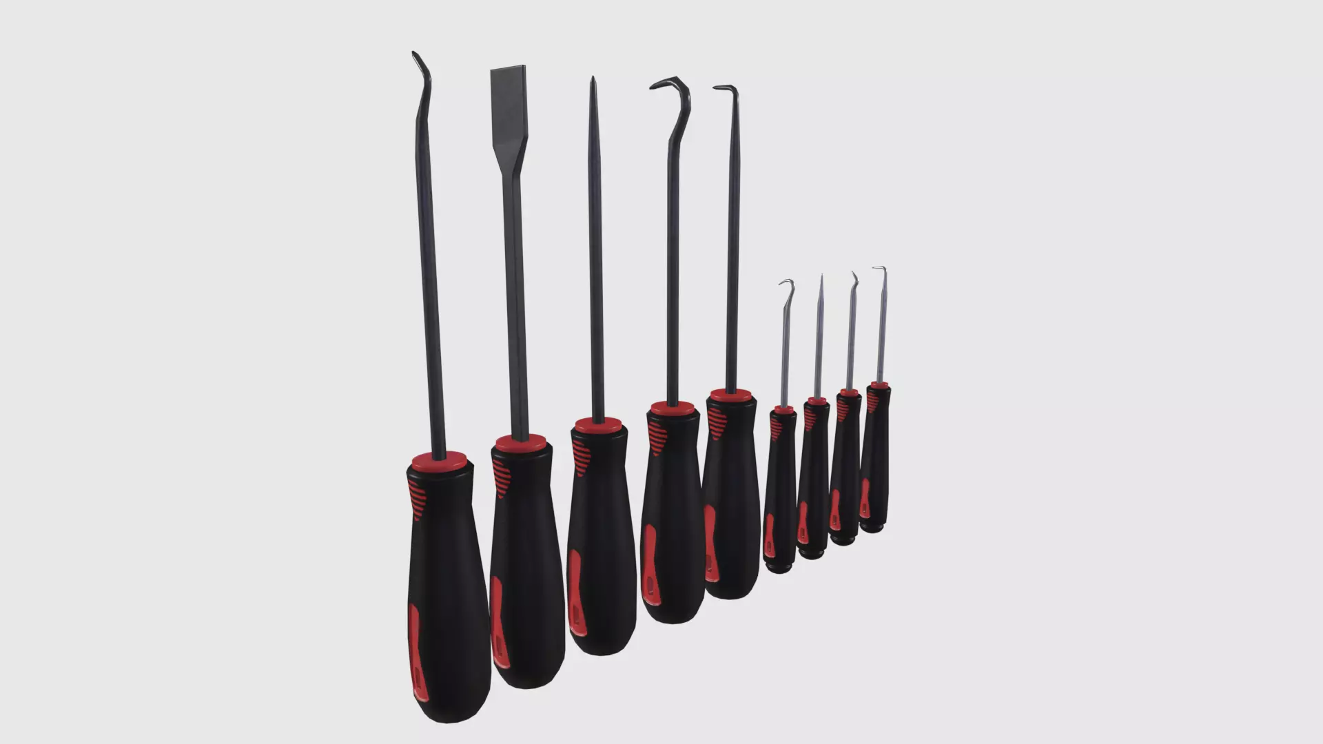 Tool Set 3 with handle Low-poly 3D model_0