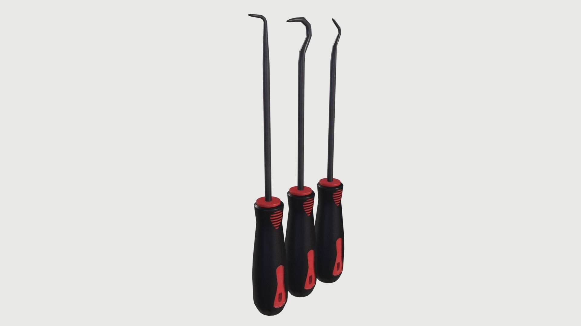 Tool Set 3 with handle Low-poly 3D model_5