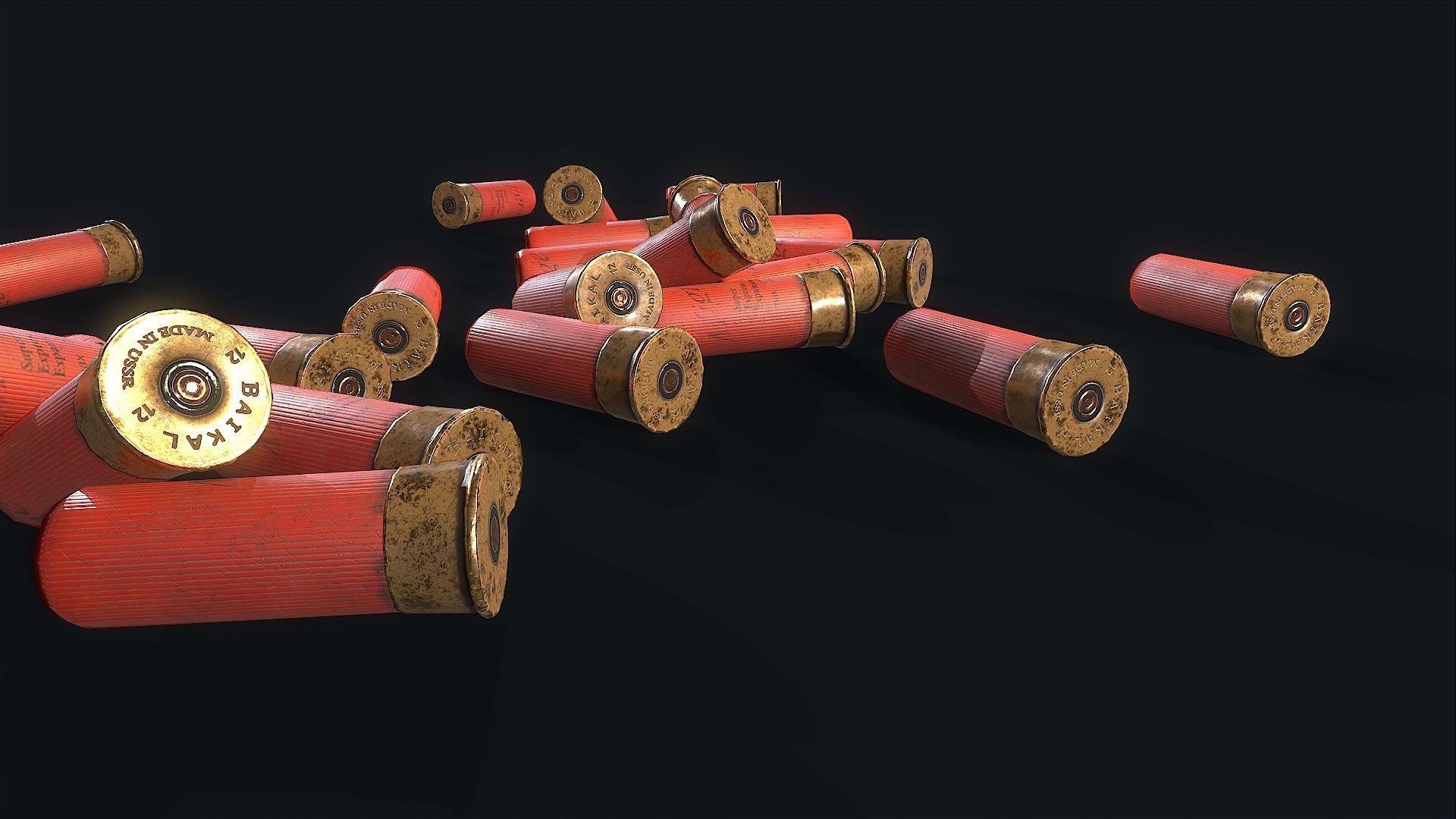 Cartridges shotgun shells Low-poly 3D model_2