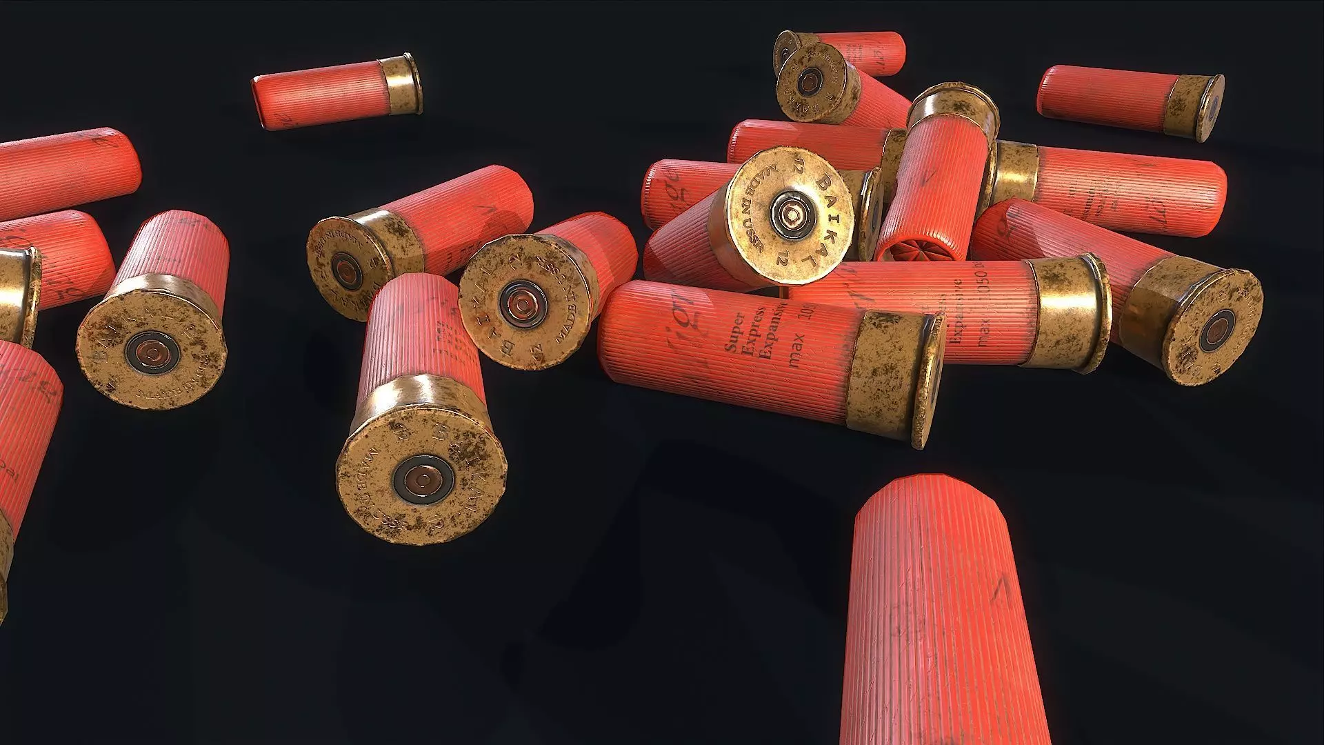 Cartridges shotgun shells Low-poly 3D model_0